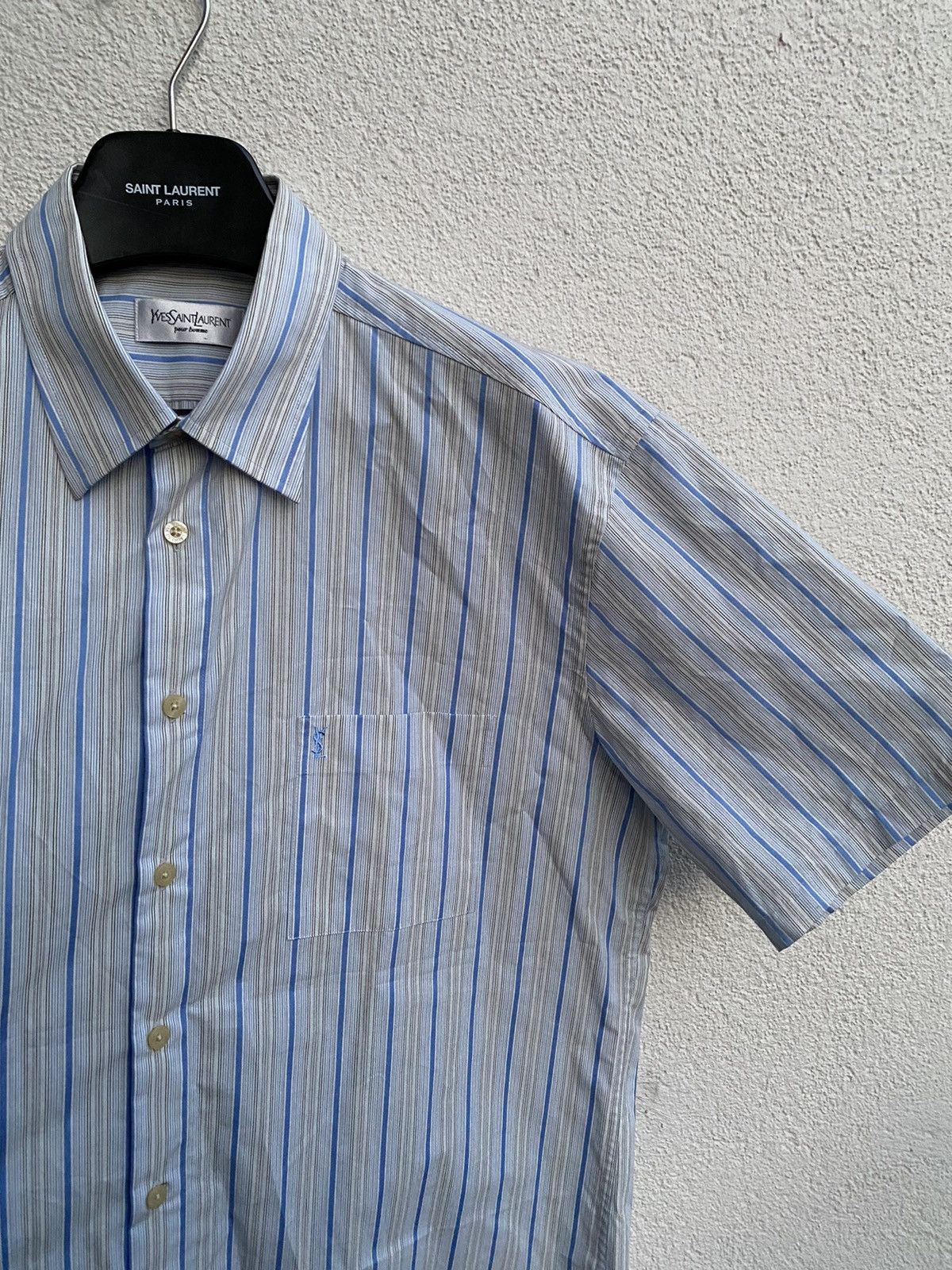 Yves Saint Laurent Summer YSL Shirt Striped Blue Size US XL / EU 56 / 4 - 2 Thumbnail