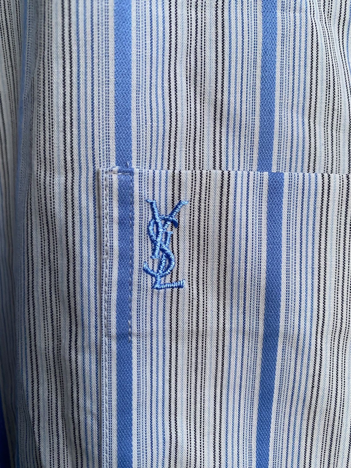 Yves Saint Laurent Summer YSL Shirt Striped Blue Size US XL / EU 56 / 4 - 1 Thumbnail