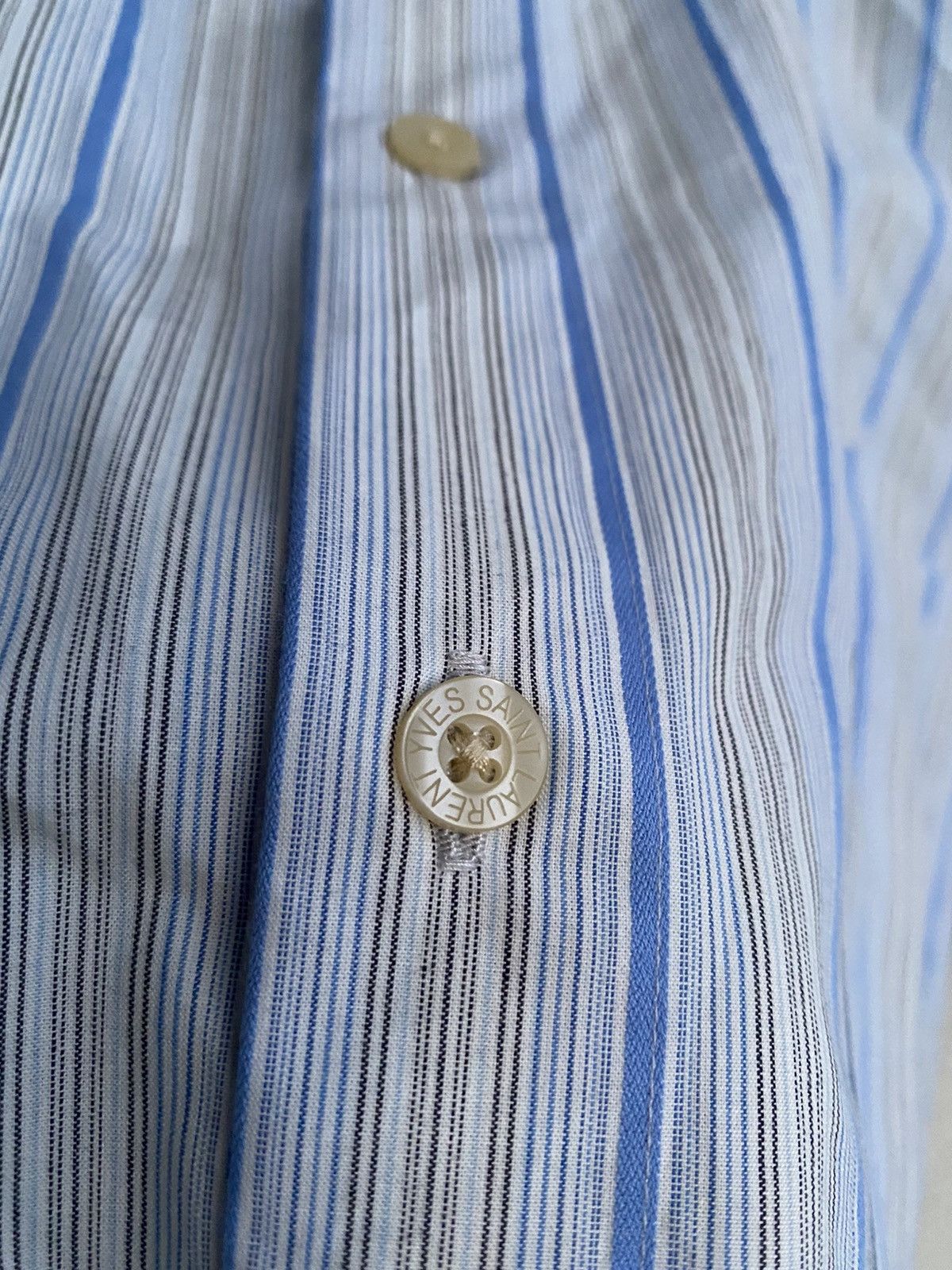 Yves Saint Laurent Summer YSL Shirt Striped Blue Size US XL / EU 56 / 4 - 5 Thumbnail