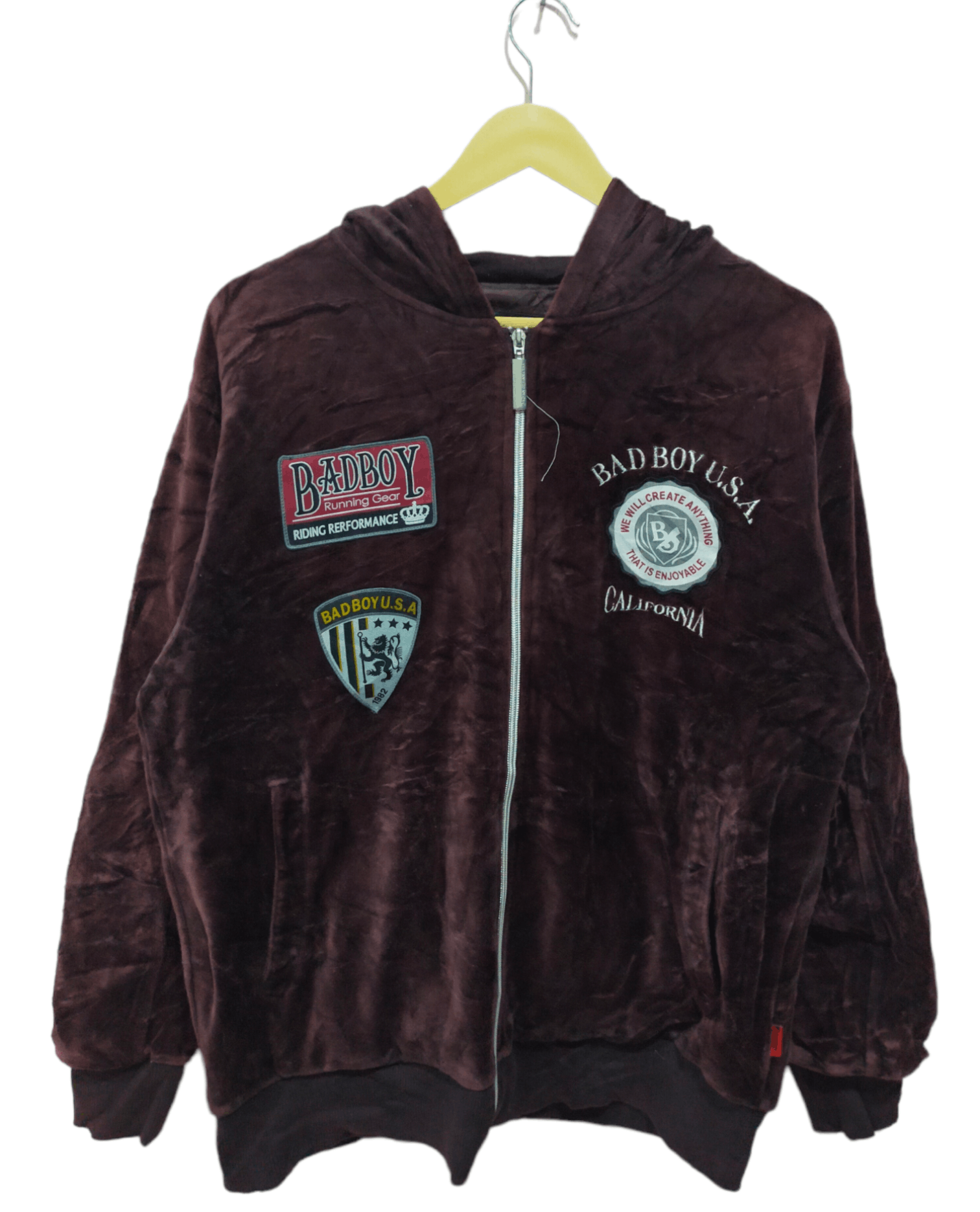 image of Vintage Badboy U.s.a California Zip Up Hoodie Jacket in Dark Brown, Men's (Size Large)