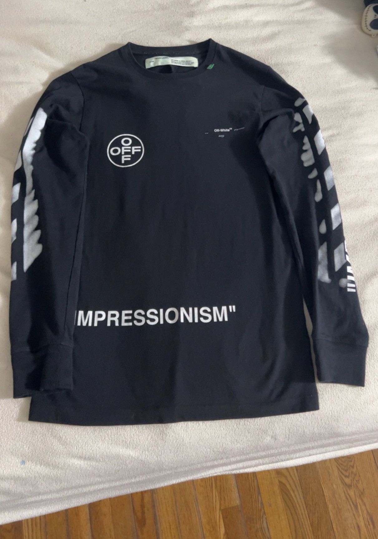 image of Off White Off-White Impressionism Diag Stencil Long Sleeve in Black, Men's (Size XS)