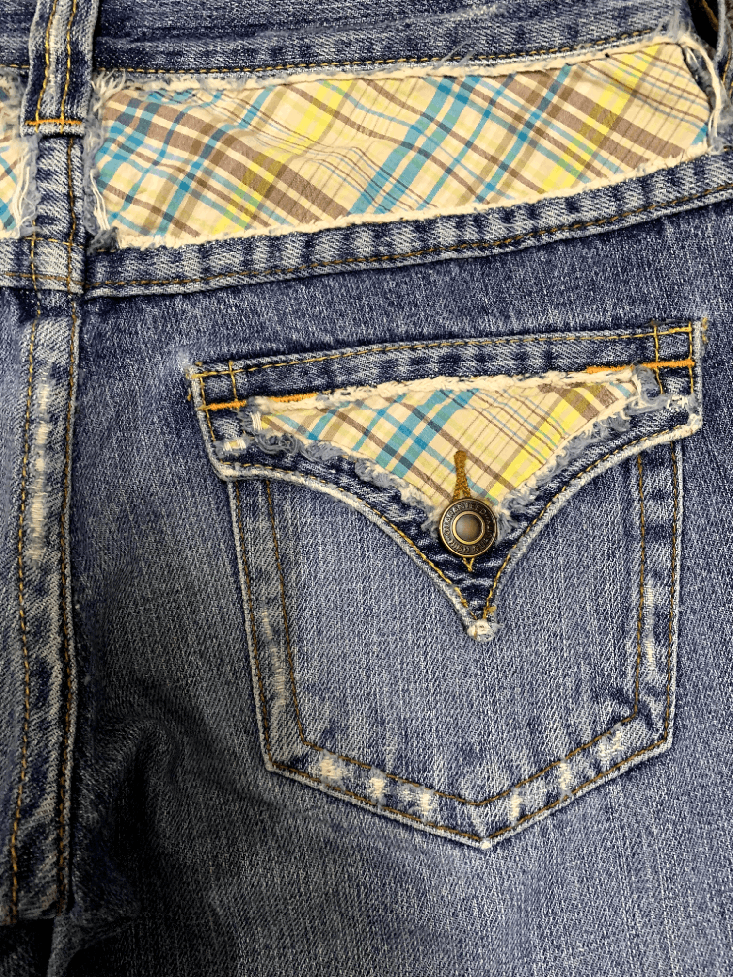 Japanese Brand Vintage Japanese Brand Button Fly Painted Flare Jeans Size 29" - 17 Thumbnail