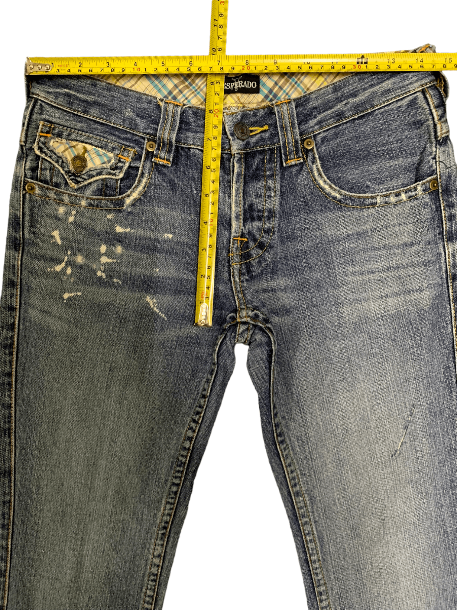 Japanese Brand Vintage Japanese Brand Button Fly Painted Flare Jeans Size 29" - 20 Thumbnail