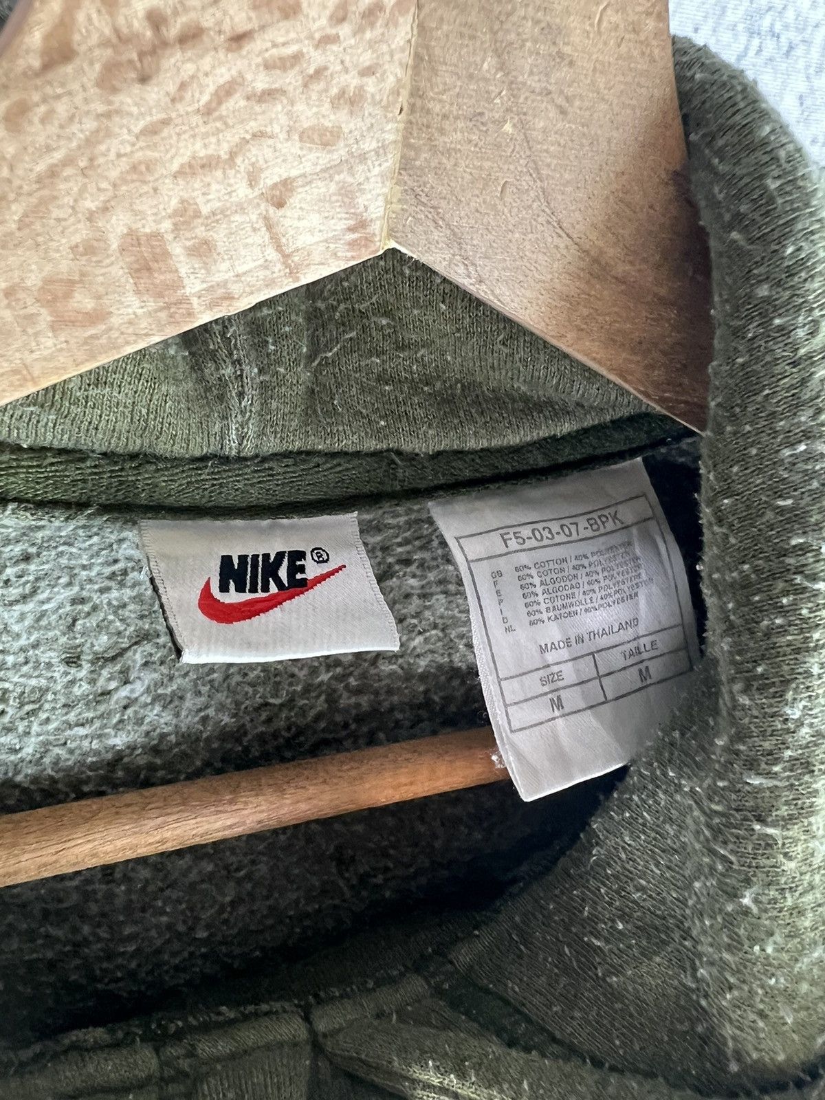 Nike Vintage Green Khaki Nike 90s center swoosh hoodie Size US M / EU 48-50 / 2 - 4 Thumbnail