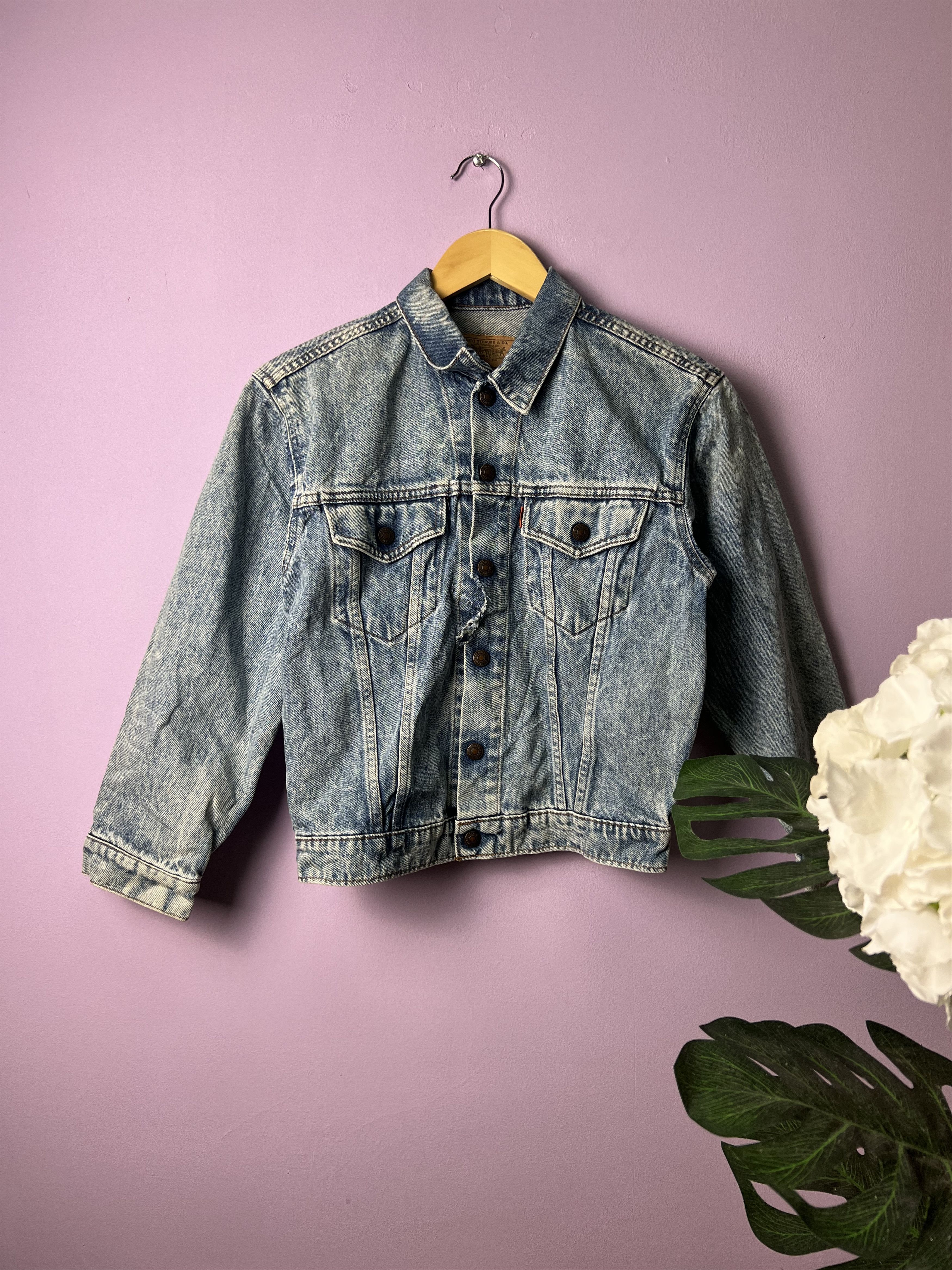 Levi's 🔥Crashed Vintage Levis Denim Trucker Size XS / US 0-2 / IT 36-38 - 1 Thumbnail