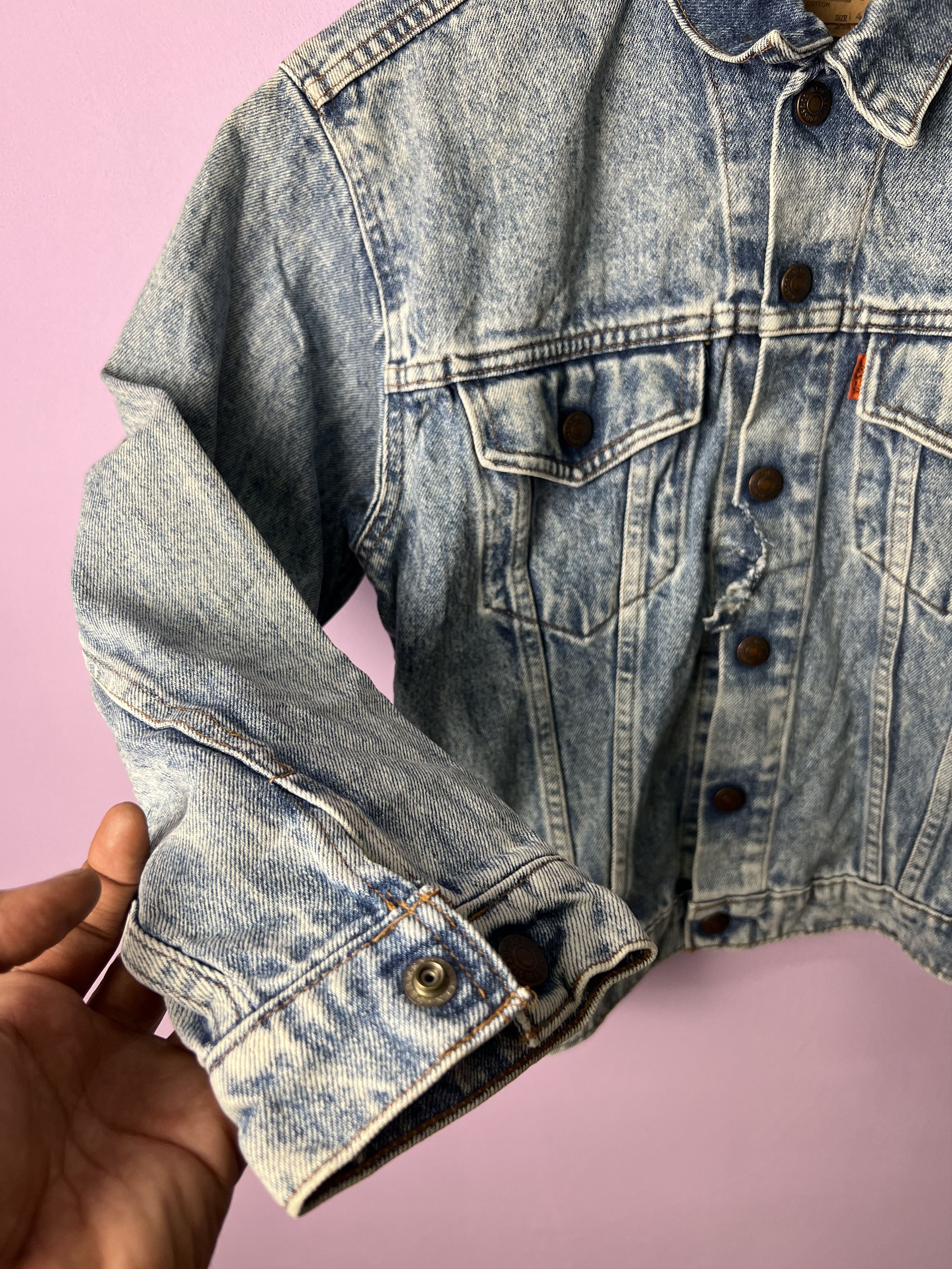 Levi's 🔥Crashed Vintage Levis Denim Trucker Size XS / US 0-2 / IT 36-38 - 11 Thumbnail
