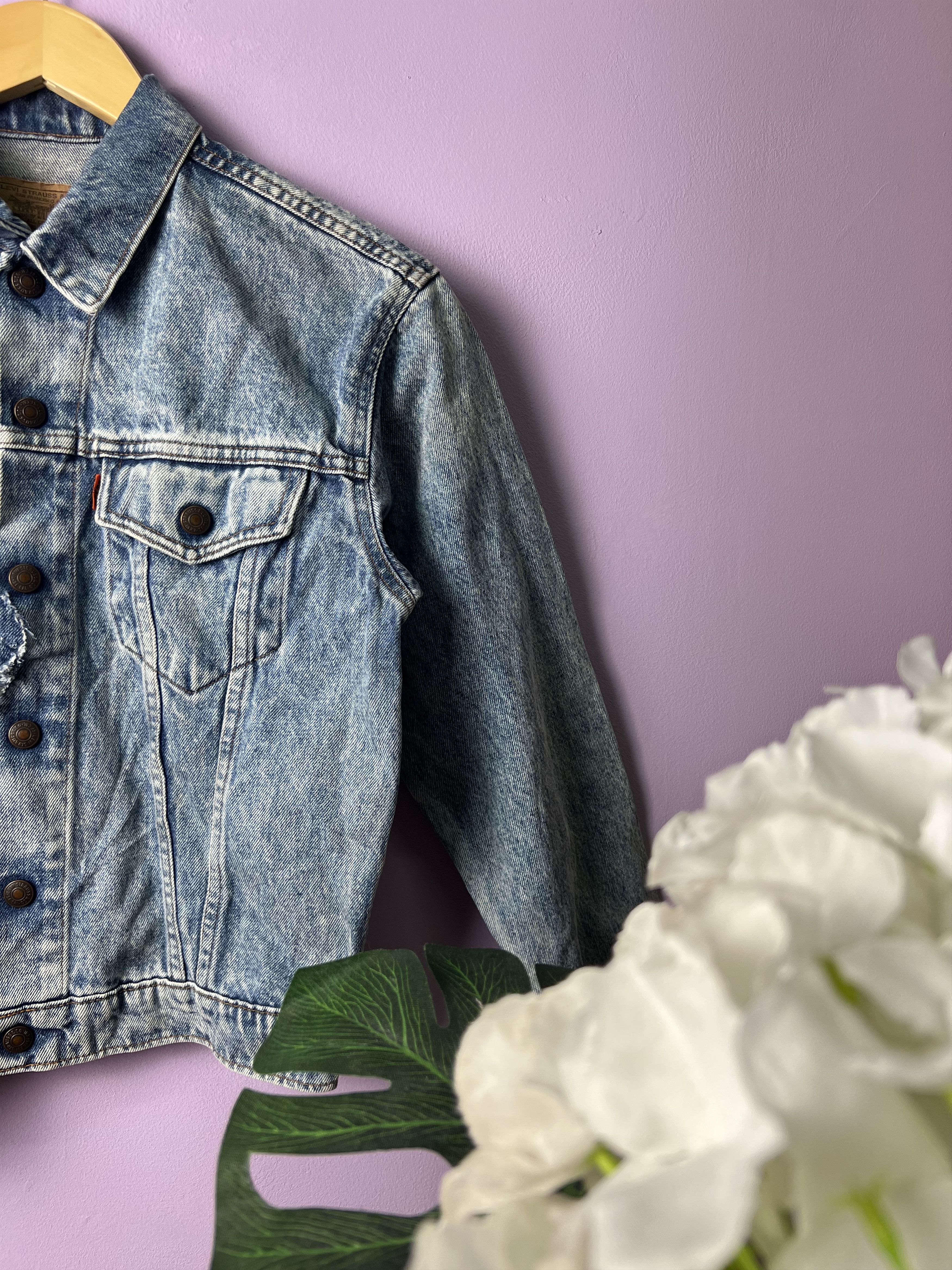Levi's 🔥Crashed Vintage Levis Denim Trucker Size XS / US 0-2 / IT 36-38 - 5 Thumbnail