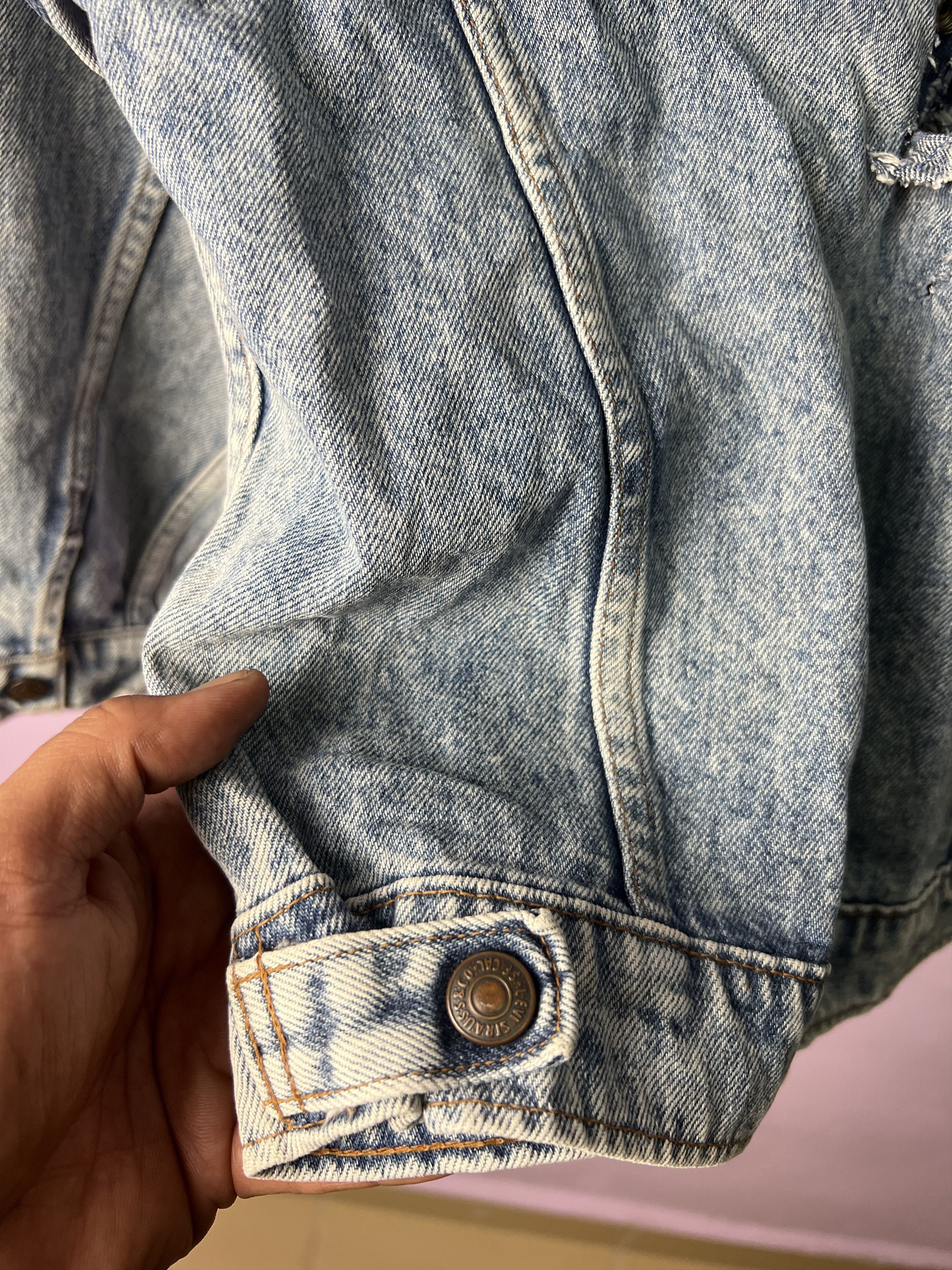 Levi's 🔥Crashed Vintage Levis Denim Trucker Size XS / US 0-2 / IT 36-38 - 15 Thumbnail