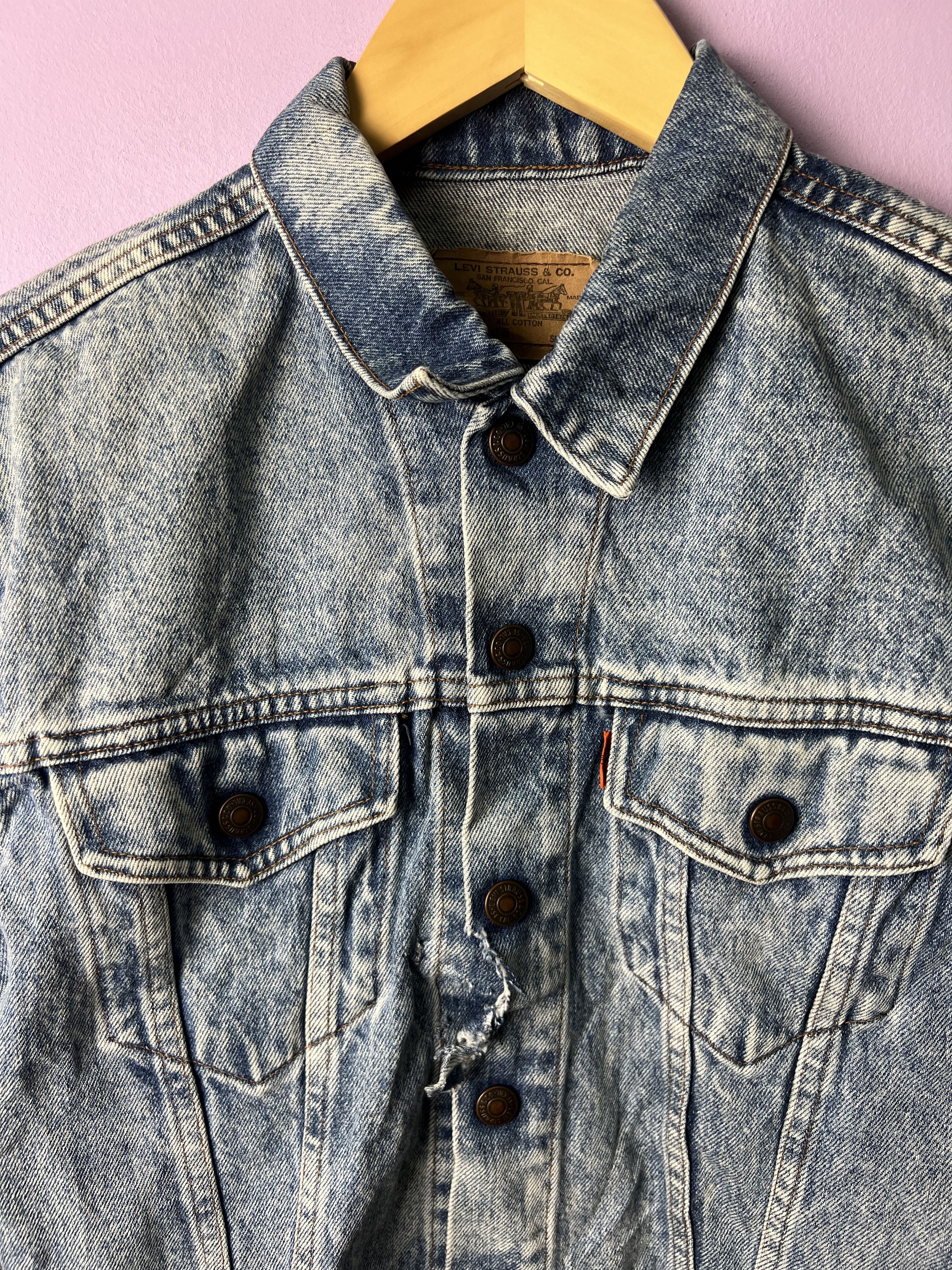 Levi's 🔥Crashed Vintage Levis Denim Trucker Size XS / US 0-2 / IT 36-38 - 6 Thumbnail