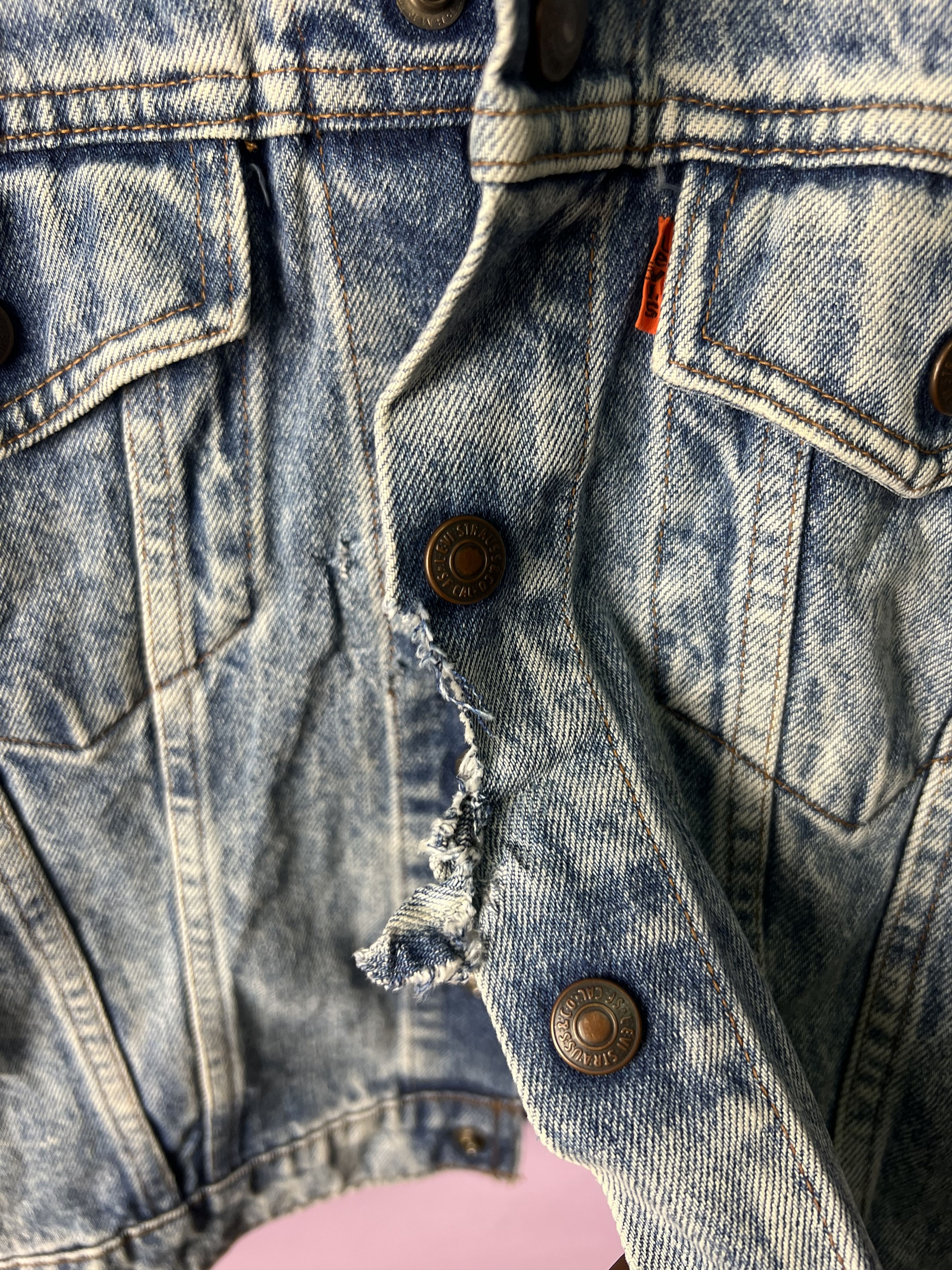 Levi's 🔥Crashed Vintage Levis Denim Trucker Size XS / US 0-2 / IT 36-38 - 17 Thumbnail