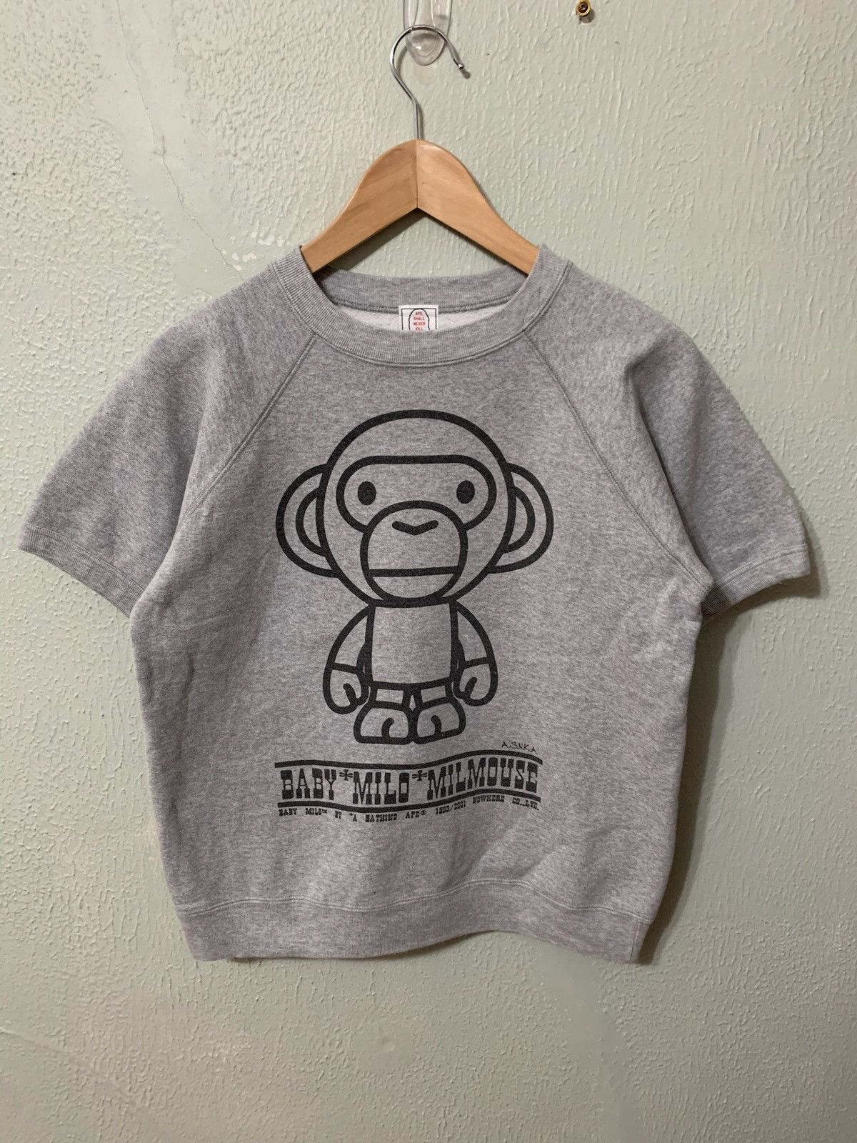 image of Vintage Bape Baby Milo Stop Cheap Imitations Sweatshirt in Grey, Men's (Size XS)