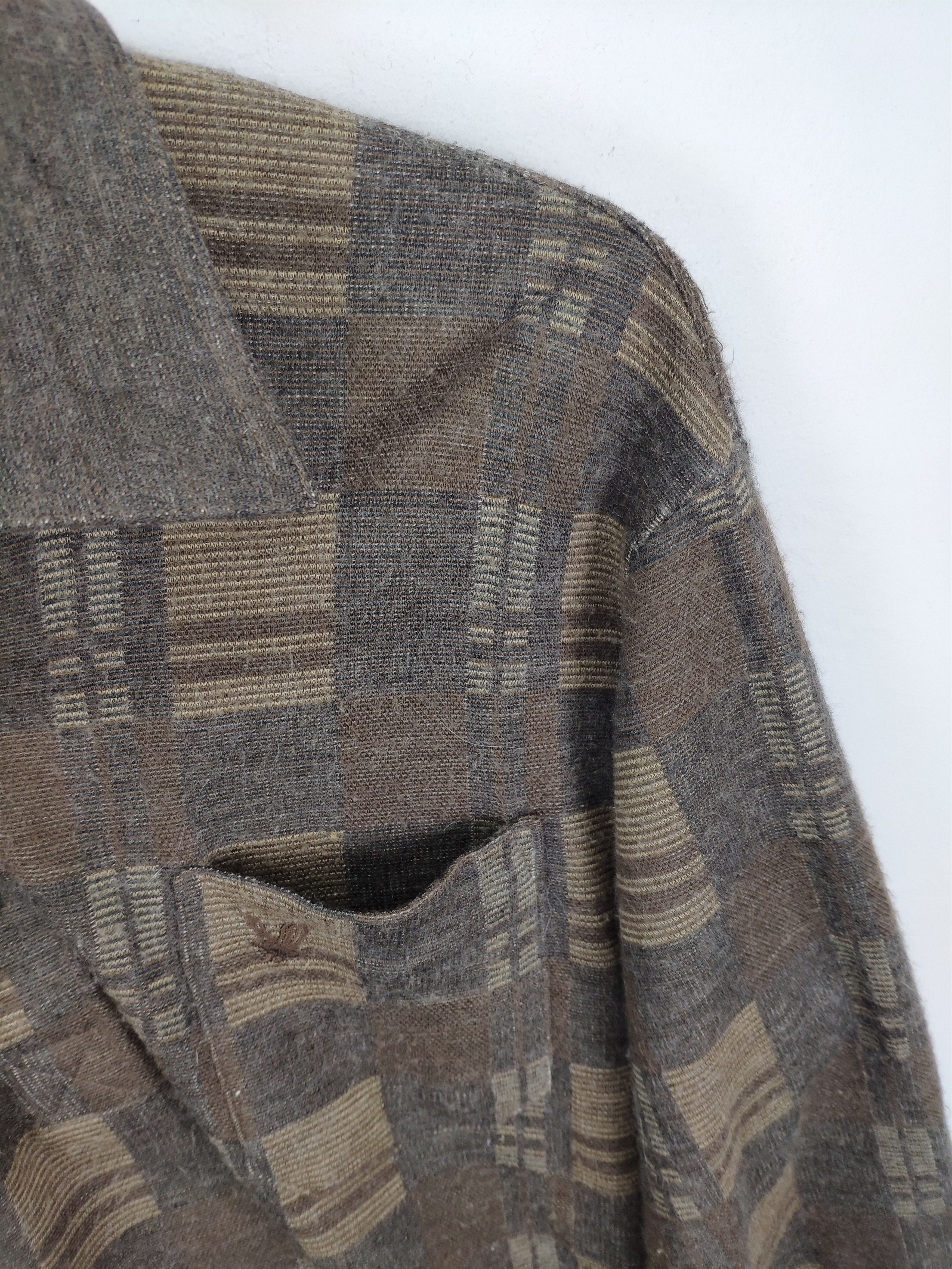 Japanese Brand × Vintage Vintage Wool Polo Shirt Long Sleeve Checkered Size US M / EU 48-50 / 2 - 7 Thumbnail