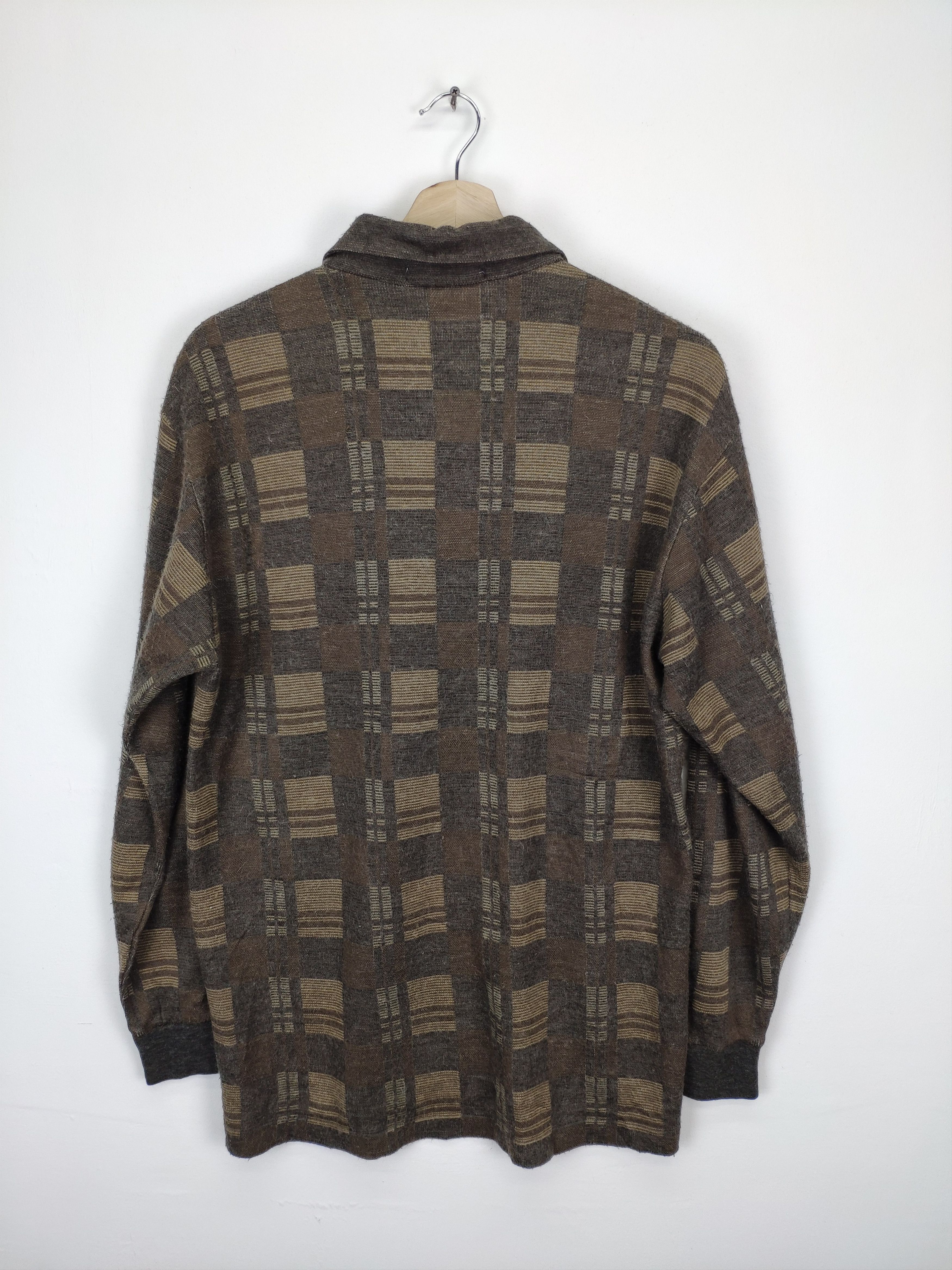 Japanese Brand × Vintage Vintage Wool Polo Shirt Long Sleeve Checkered Size US M / EU 48-50 / 2 - 11 Thumbnail