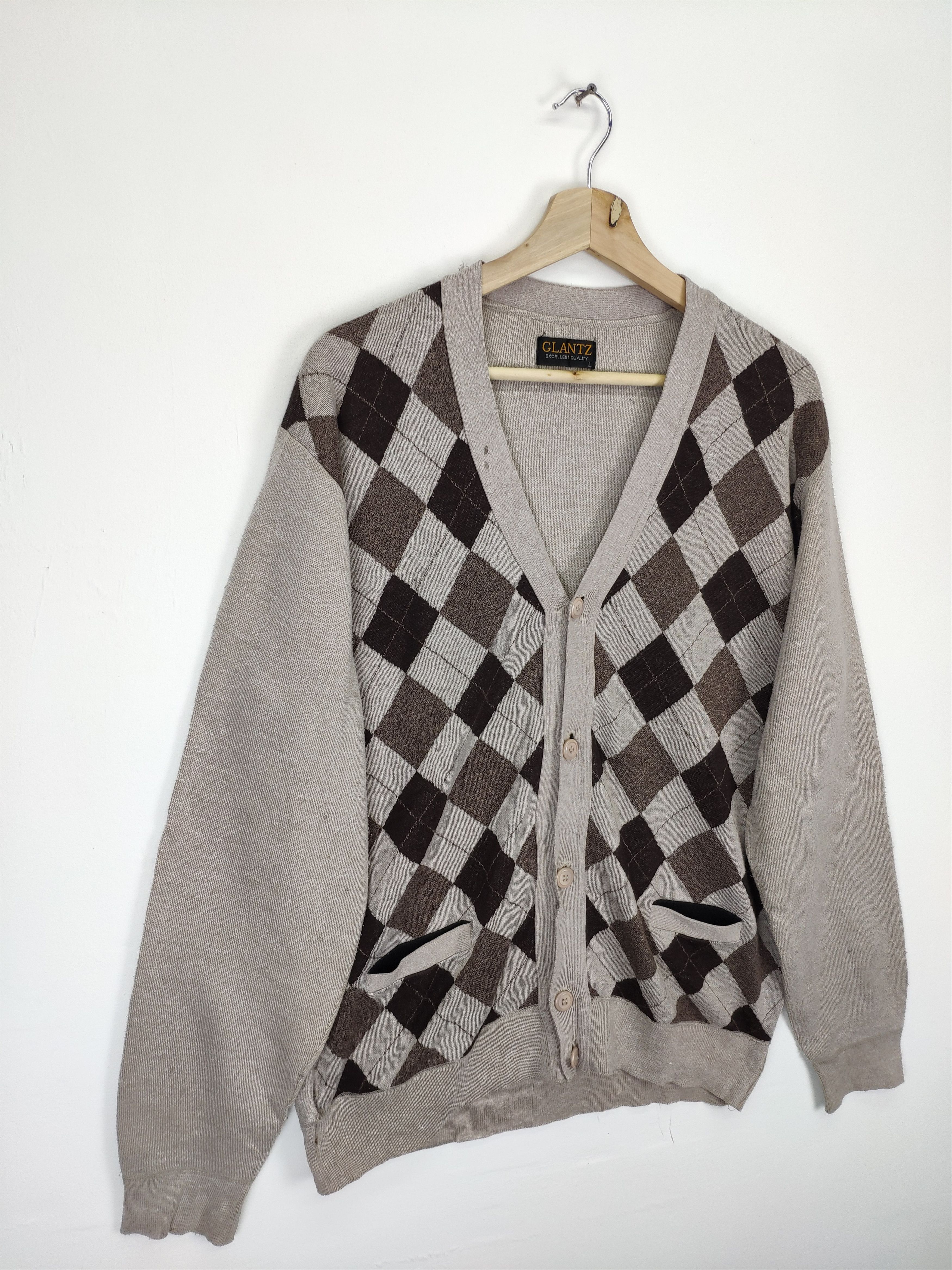 Japanese Brand × Vintage Vintage Knit Cardigan Diamond Style Size US M / EU 48-50 / 2 - 3 Thumbnail