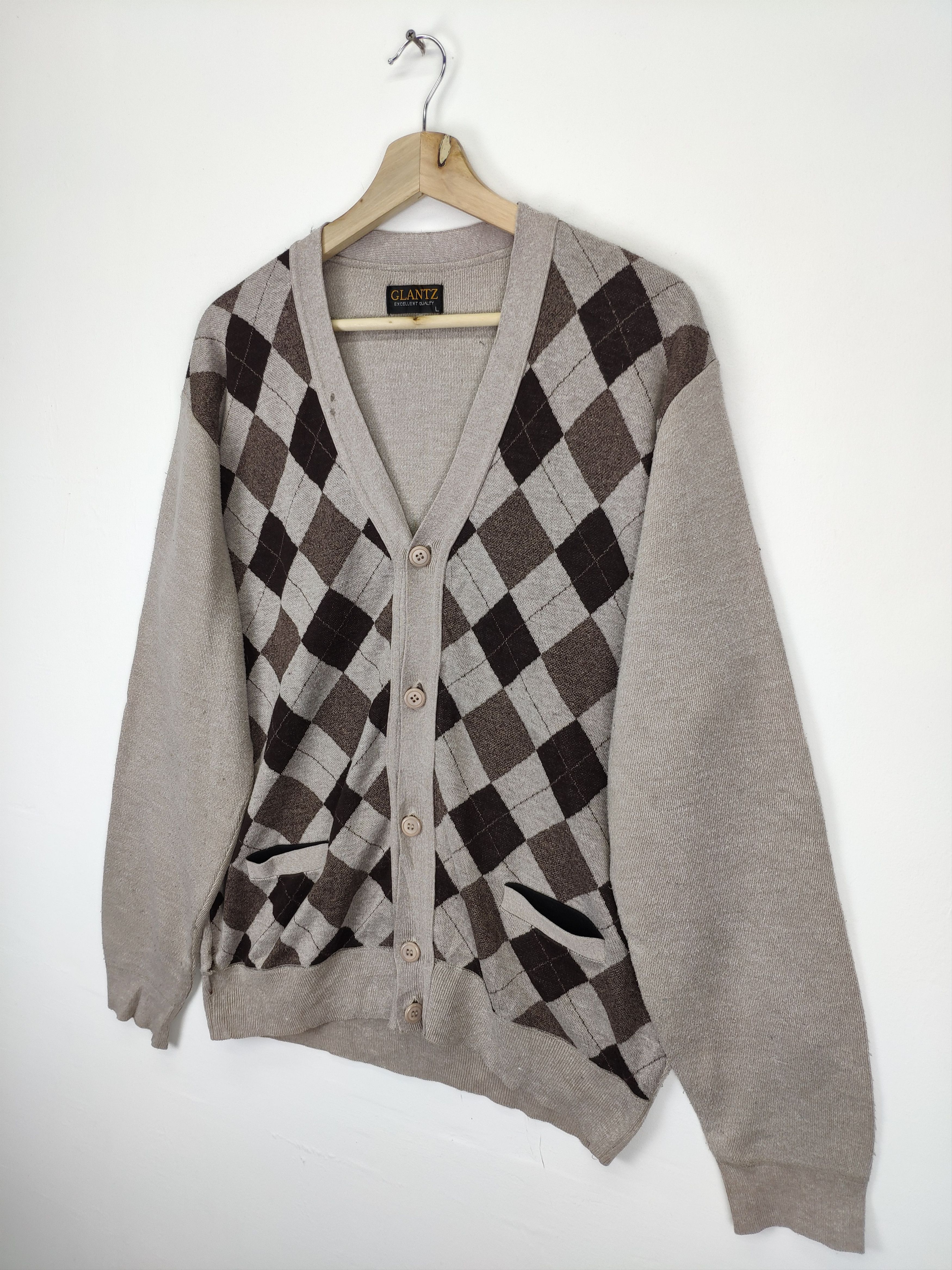 Japanese Brand × Vintage Vintage Knit Cardigan Diamond Style Size US M / EU 48-50 / 2 - 2 Thumbnail