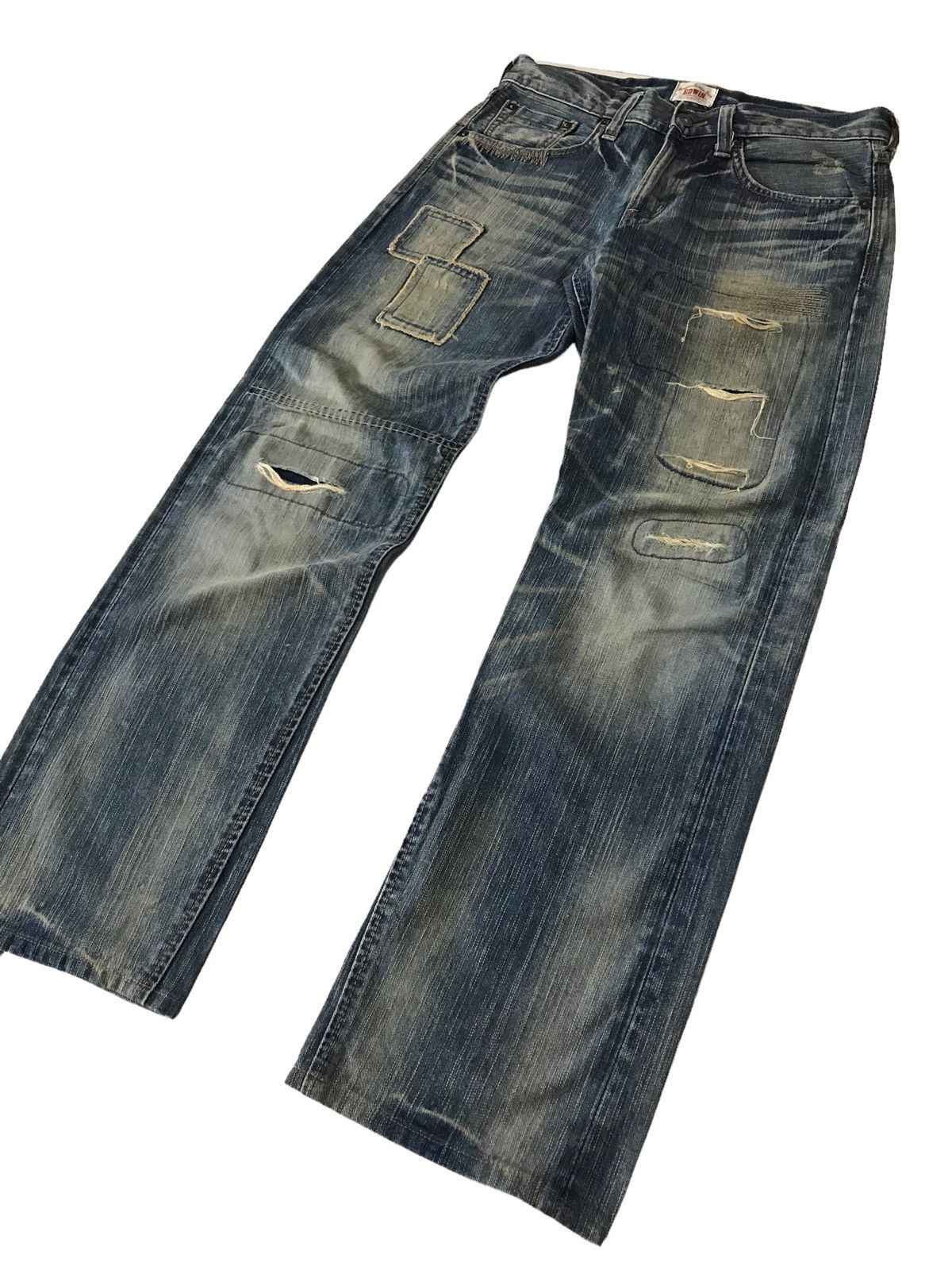 Japanese Brand Vintage Edwin Sashiko Distressed Patchwork Distressed Denim Size US 31 - 4 Thumbnail
