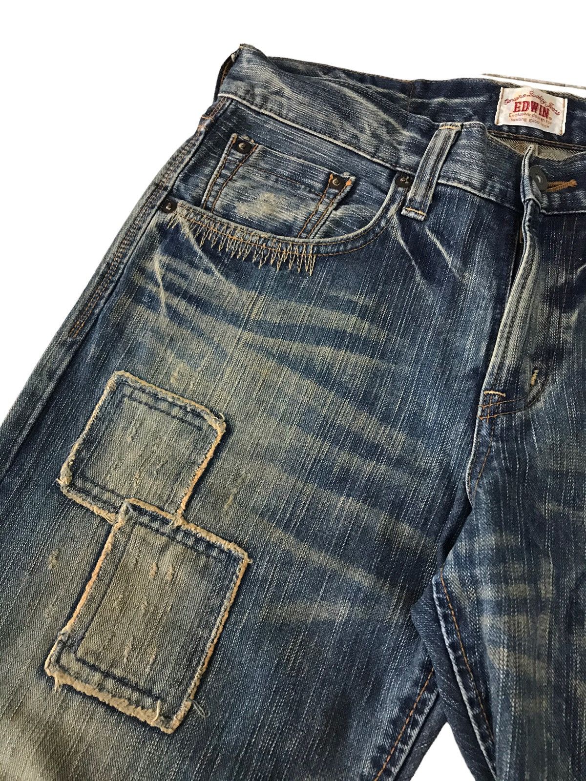 Japanese Brand Vintage Edwin Sashiko Distressed Patchwork Distressed Denim Size US 31 - 11 Thumbnail