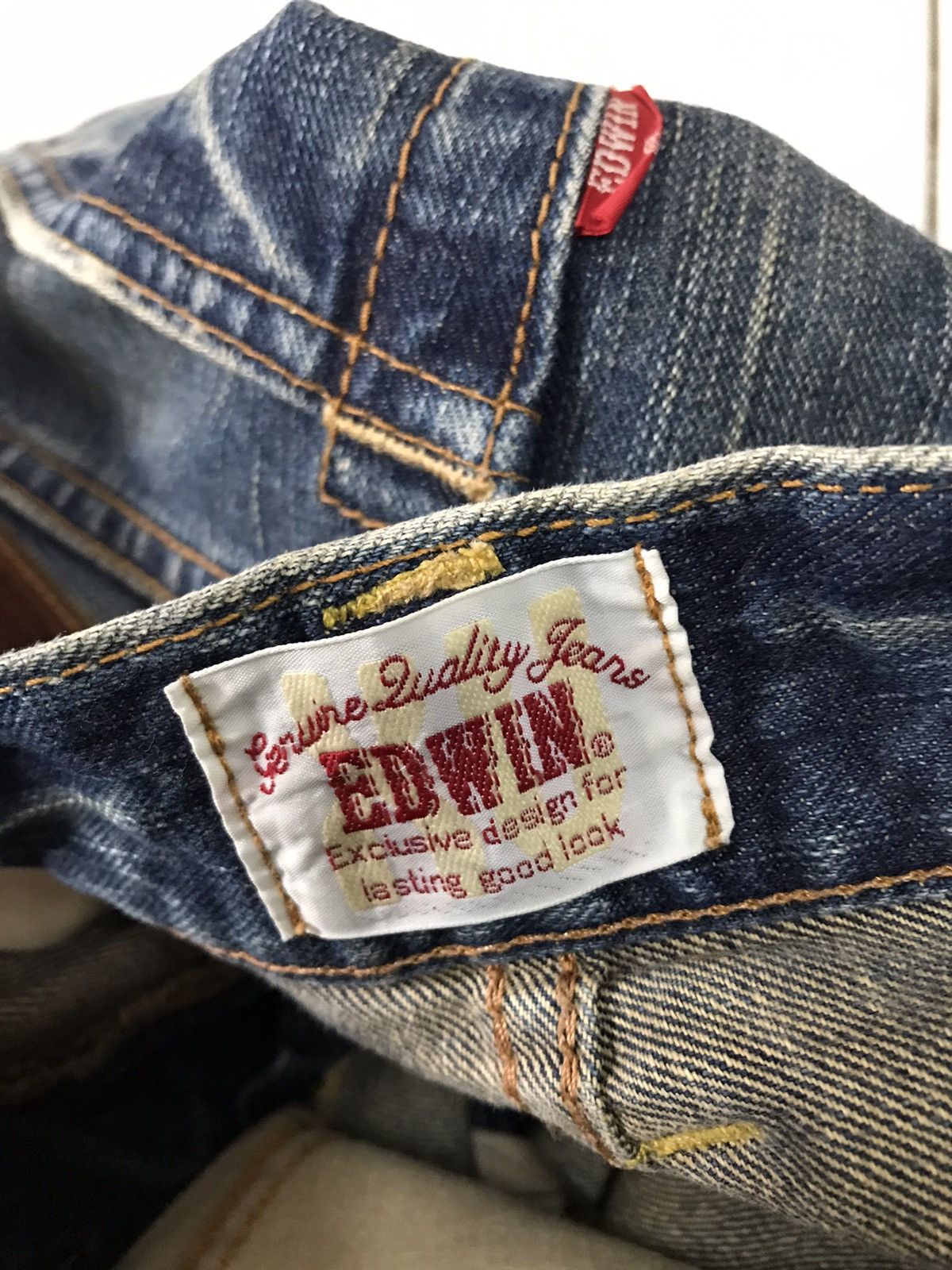 Japanese Brand Vintage Edwin Sashiko Distressed Patchwork Distressed Denim Size US 31 - 22 Thumbnail