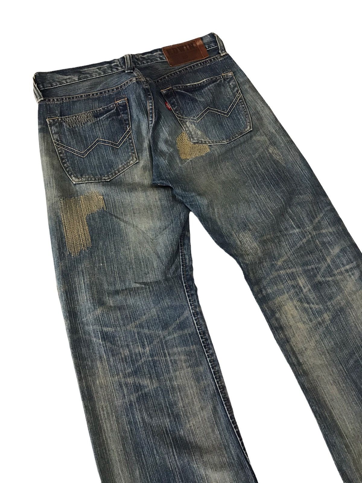 Japanese Brand Vintage Edwin Sashiko Distressed Patchwork Distressed Denim Size US 31 - 15 Thumbnail