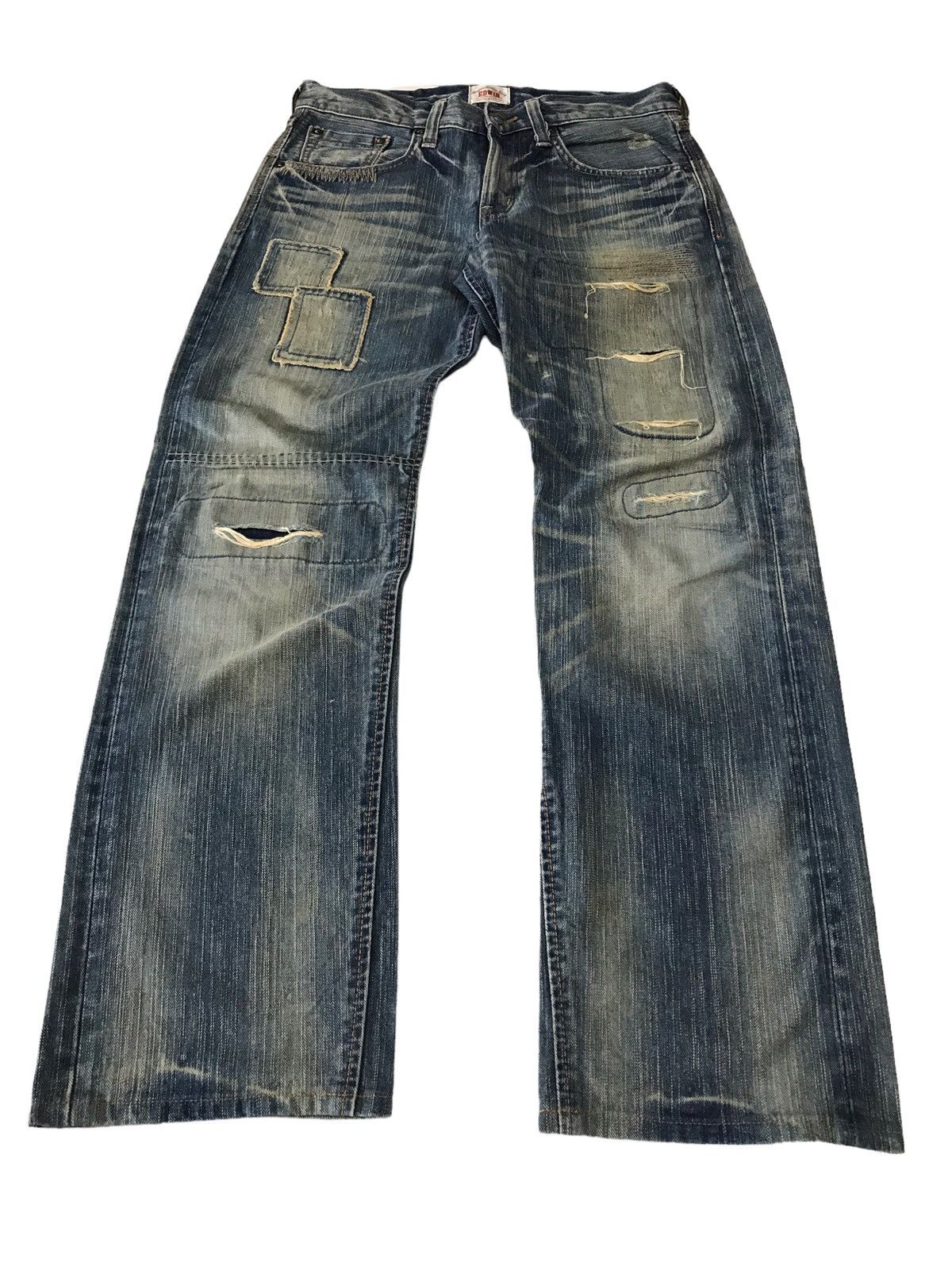 Japanese Brand Vintage Edwin Sashiko Distressed Patchwork Distressed Denim Size US 31 - 3 Thumbnail