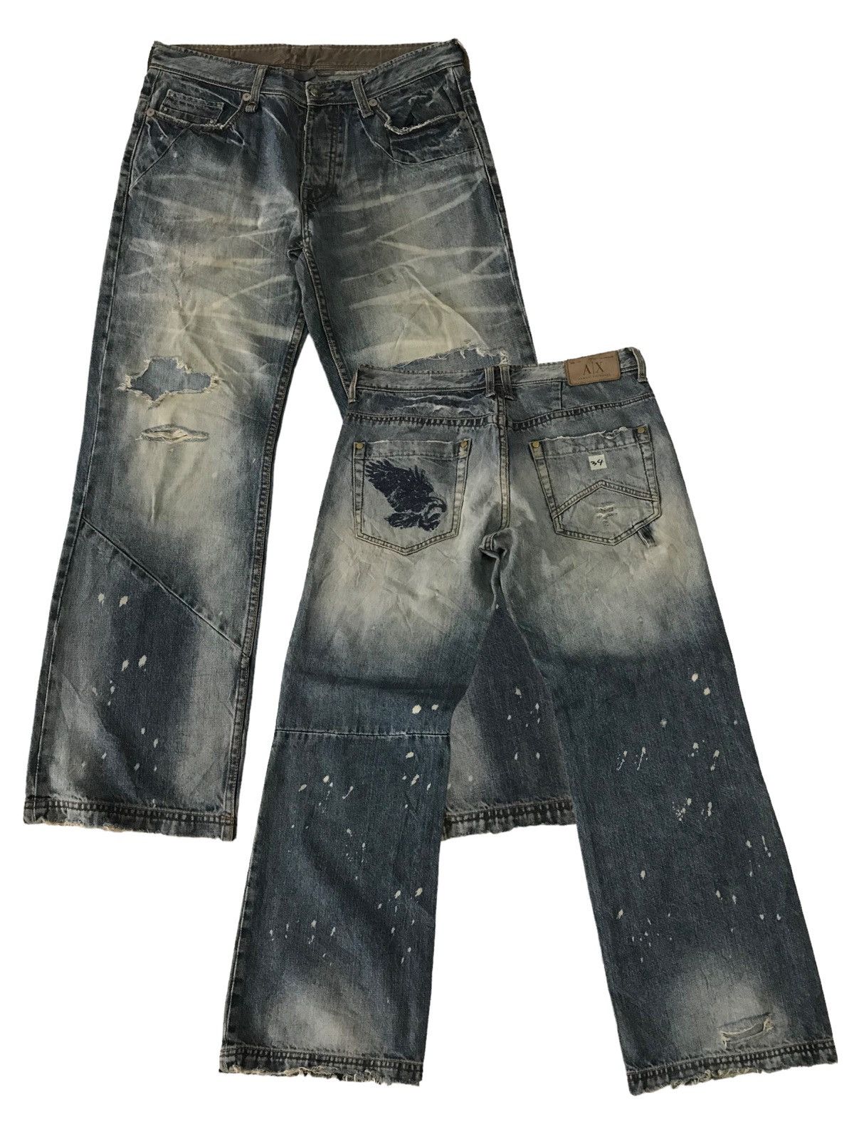 Armani Exchange Thrashed🔥Armani Exchange Acid Wash Distressed Denim Pant⚡️ Size US 32 / EU 48 - 1 Thumbnail