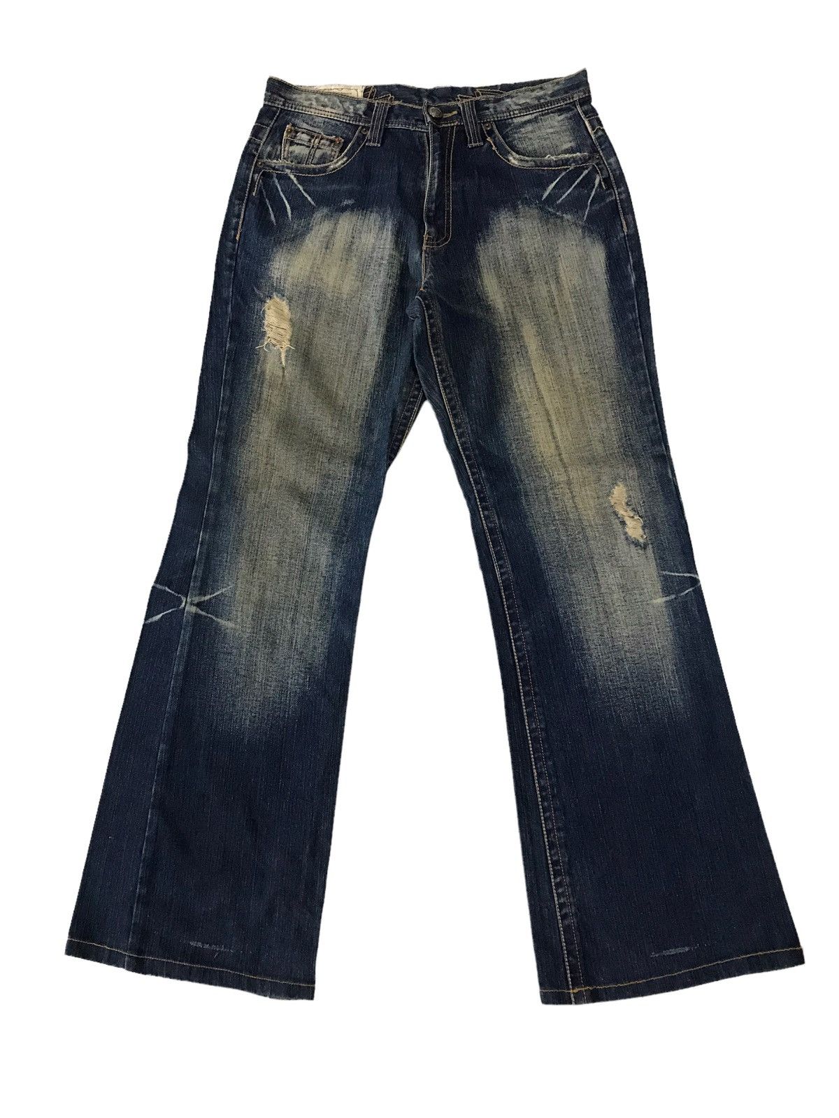 Hysteric Glamour Flare Jeans The Allout Faded Blue Distressed Denim Pant⚡️ Size US 32 / EU 48 - 2 Thumbnail
