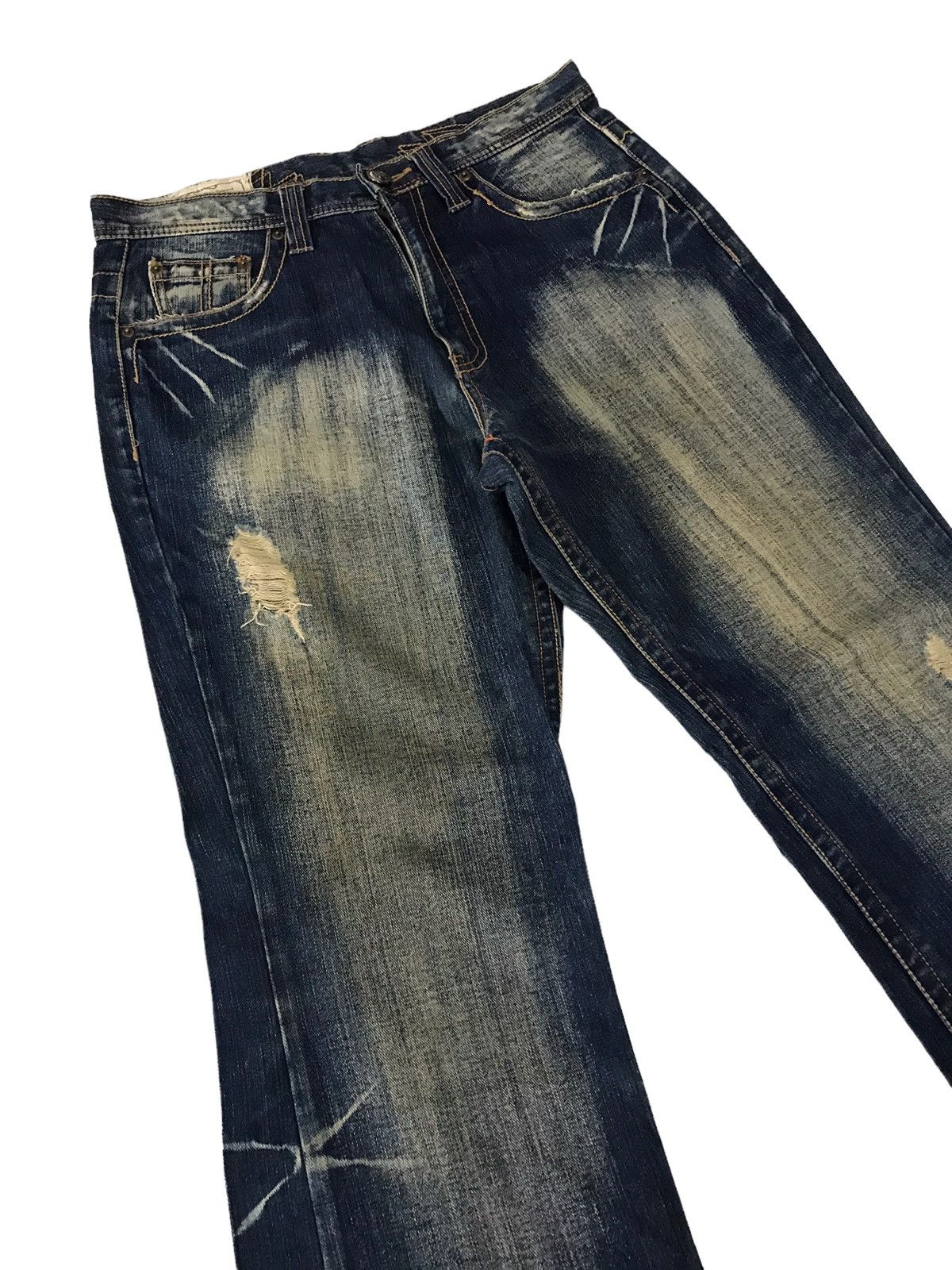 Hysteric Glamour Flare Jeans The Allout Faded Blue Distressed Denim Pant⚡️ Size US 32 / EU 48 - 5 Thumbnail