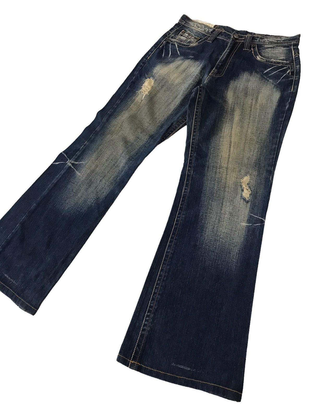 Hysteric Glamour Flare Jeans The Allout Faded Blue Distressed Denim Pant⚡️ Size US 32 / EU 48 - 4 Thumbnail