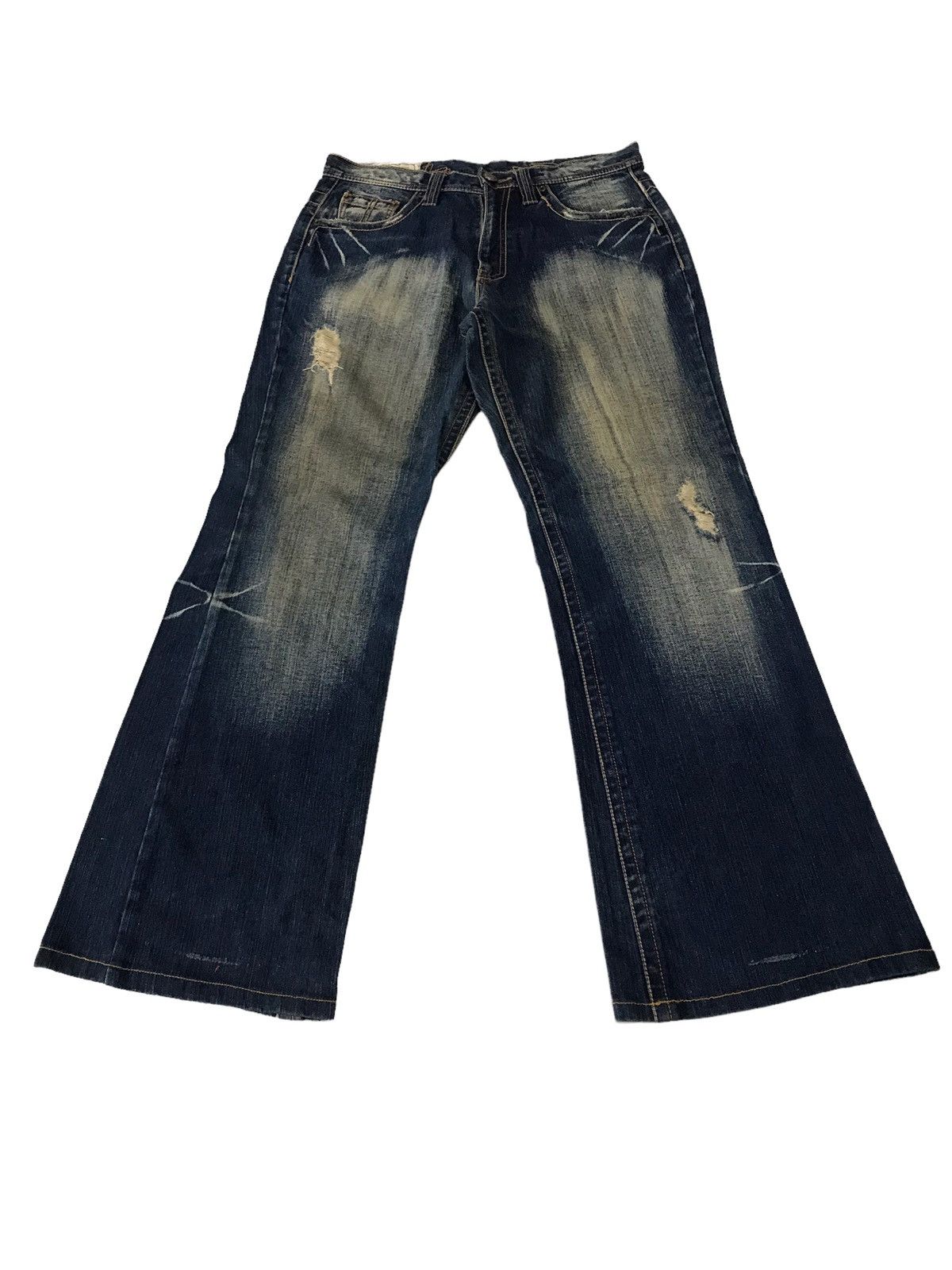 Hysteric Glamour Flare Jeans The Allout Faded Blue Distressed Denim Pant⚡️ Size US 32 / EU 48 - 3 Thumbnail