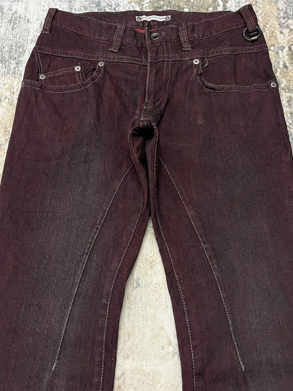 Japanese Brand × Vintage Michel Klein Homme Maroon Brand Denim Size US 29 - 2 Thumbnail