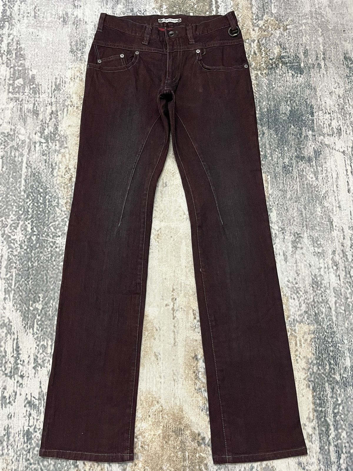 Japanese Brand × Vintage Michel Klein Homme Maroon Brand Denim Size US 29 - 1 Thumbnail