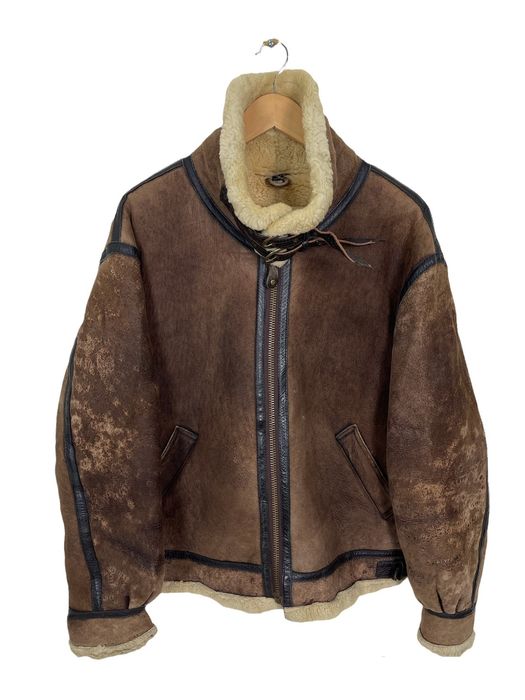 Sheepskin Coat Vintage Wind Armor B-3 Sheepskin Shearling Jacket