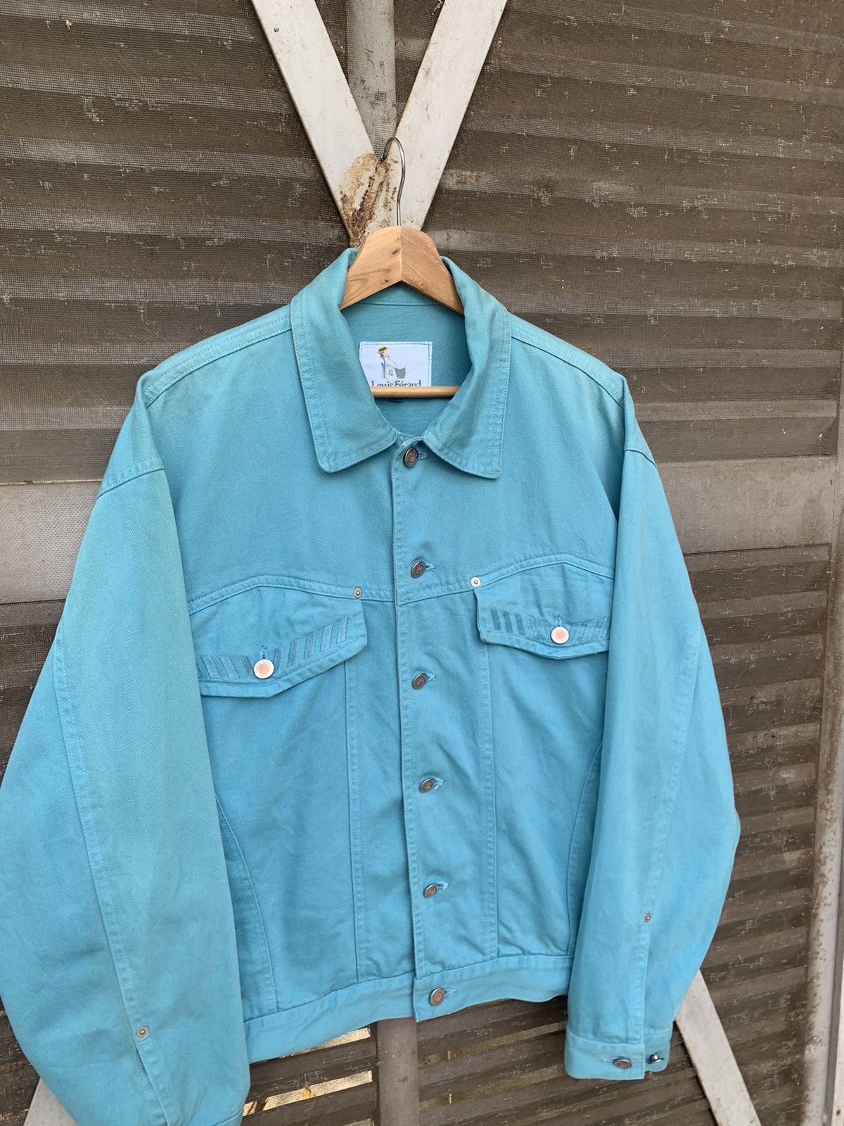 Louis Feraud 👹Vintage LOUIS FERAUD Turquoise Trucker Denim Jacket Size US L / EU 52-54 / 3 - 9 Thumbnail
