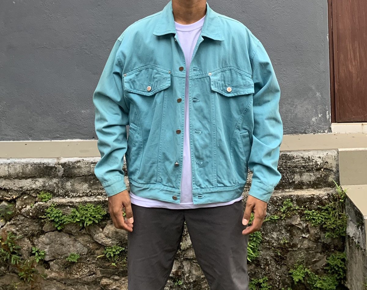 Louis Feraud 👹Vintage LOUIS FERAUD Turquoise Trucker Denim Jacket Size US L / EU 52-54 / 3 - 1 Thumbnail