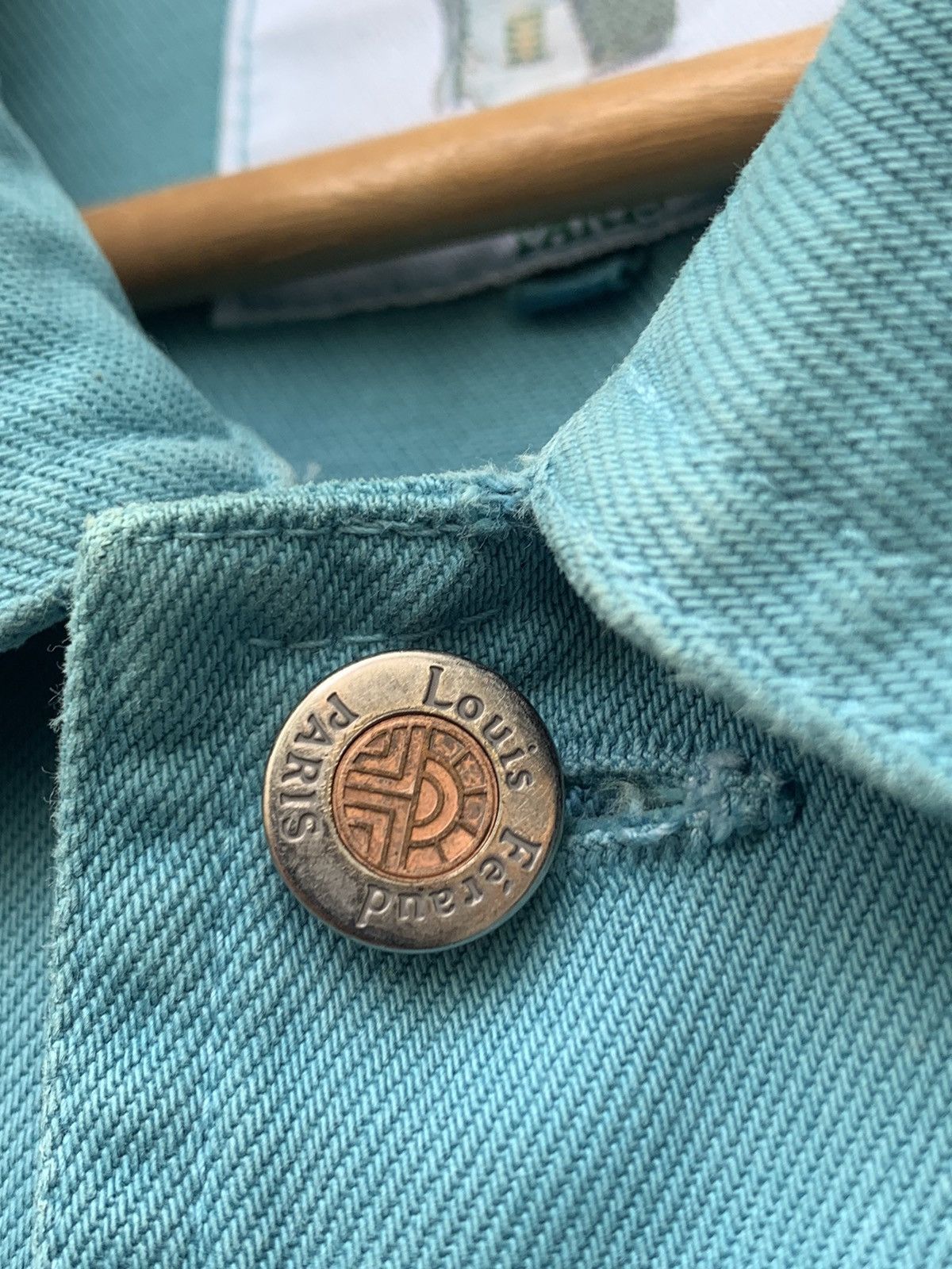 Louis Feraud 👹Vintage LOUIS FERAUD Turquoise Trucker Denim Jacket Size US L / EU 52-54 / 3 - 14 Thumbnail