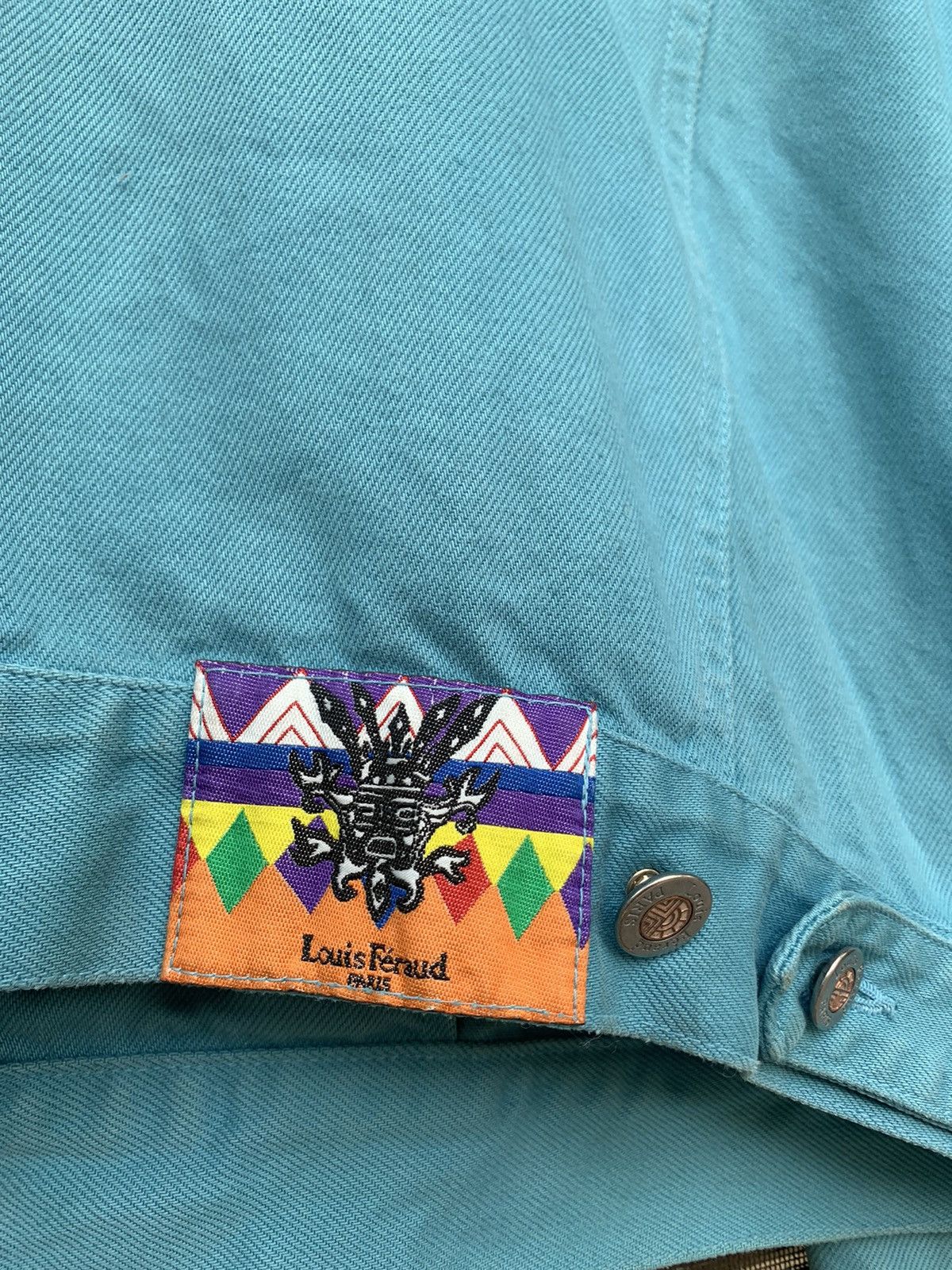 Louis Feraud 👹Vintage LOUIS FERAUD Turquoise Trucker Denim Jacket Size US L / EU 52-54 / 3 - 16 Thumbnail