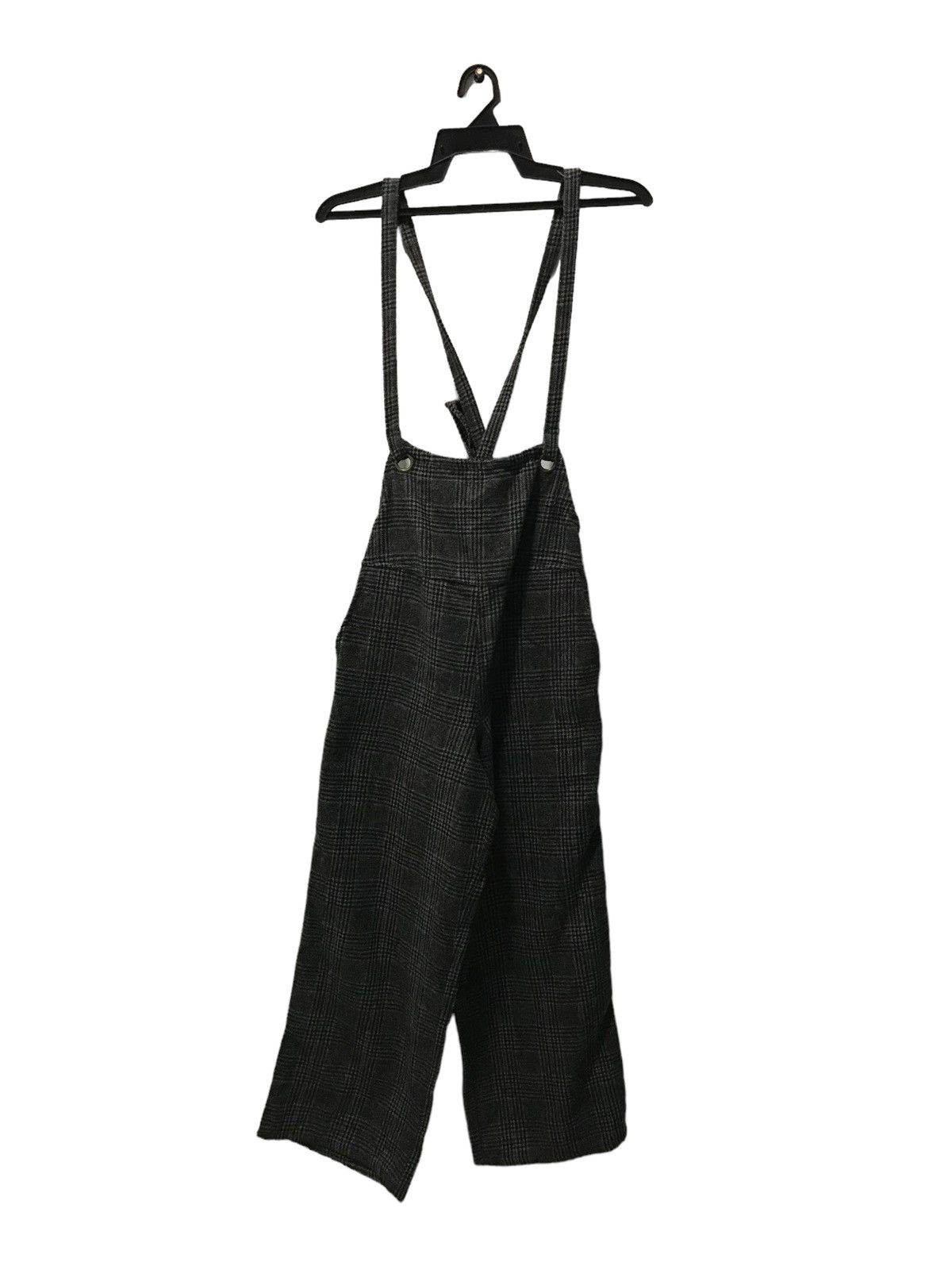 Japanese Brand Plaid Wool-Blend Suspender Wide-Leg Pants – Women's M Size Size US 30 / EU 46 - 1 Thumbnail