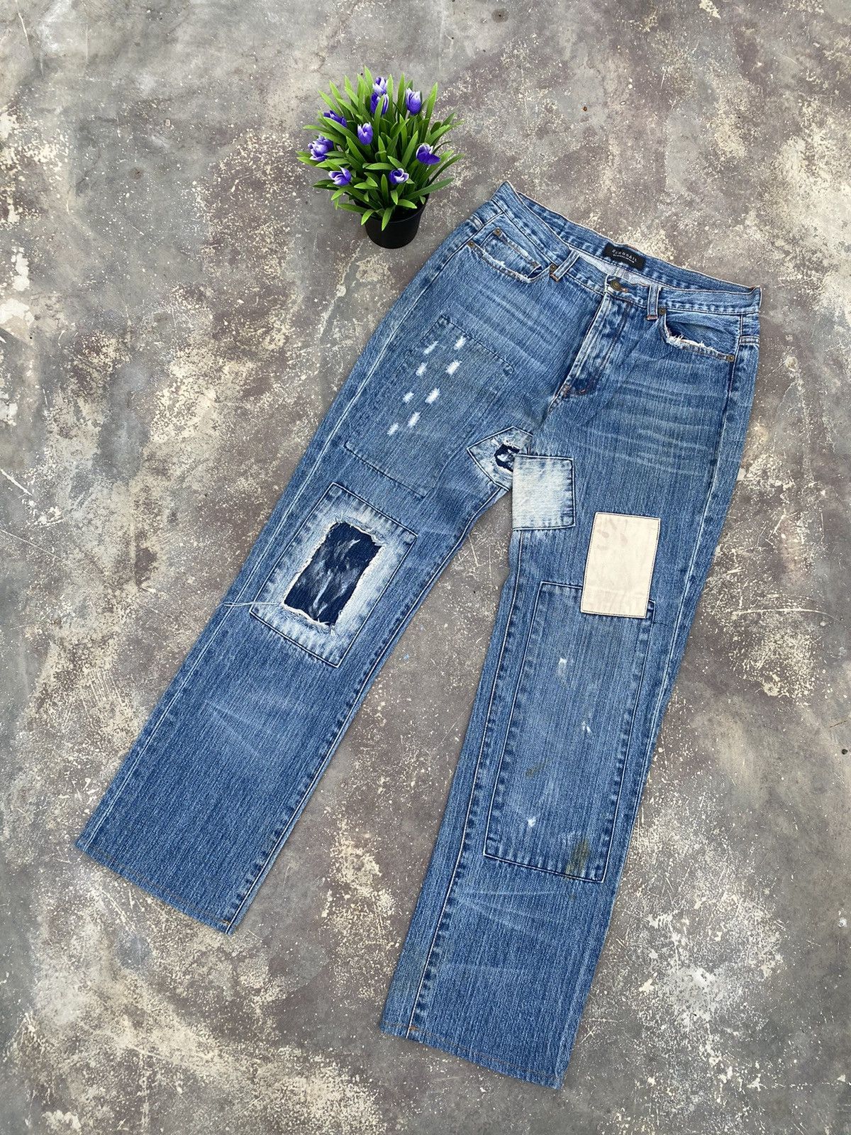 Japanese Brand ⚡️Steals⚡️ 2 EROSAIL Patchwork Jeans Size US 31 - 2 Thumbnail
