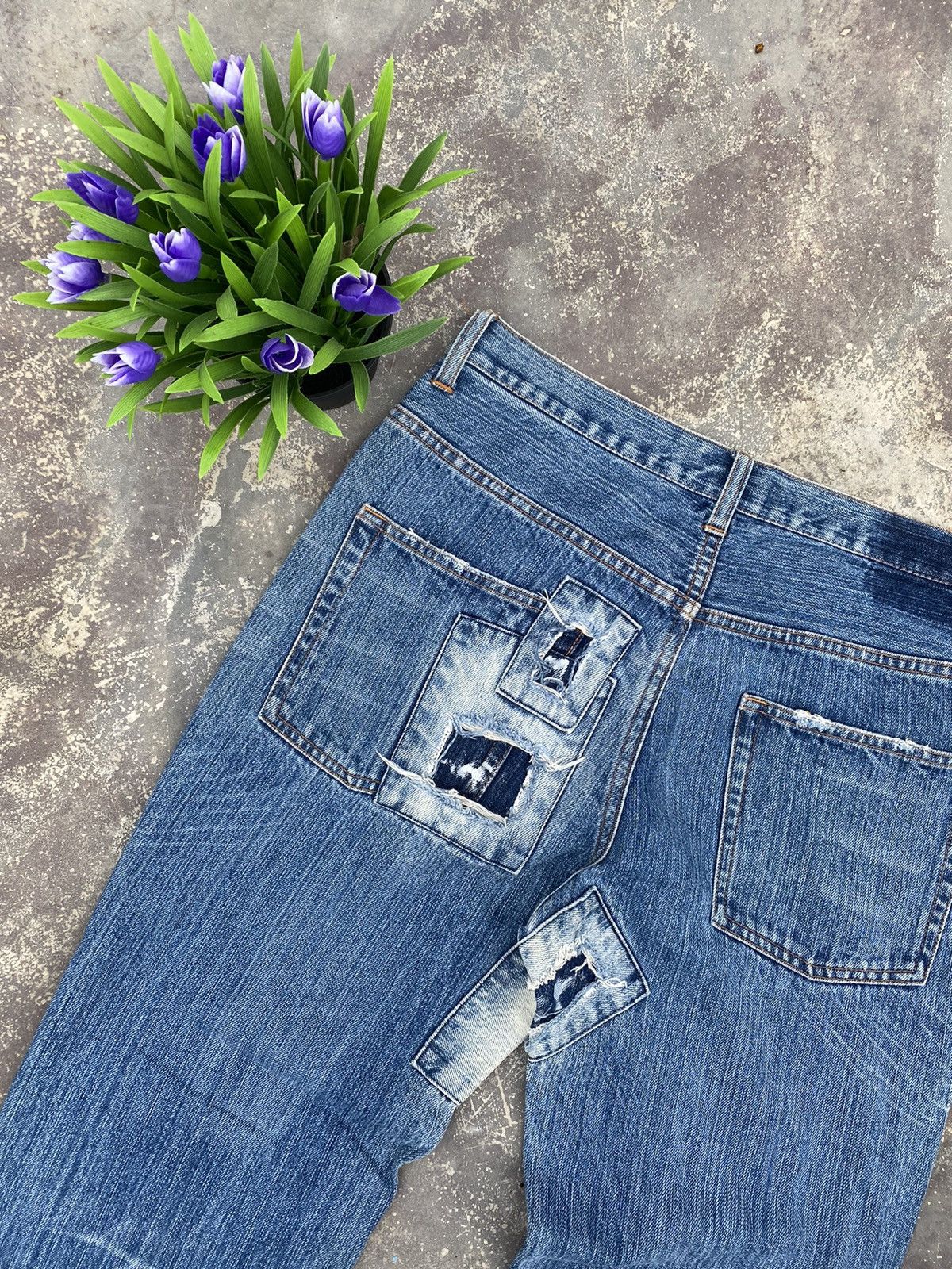 Japanese Brand ⚡️Steals⚡️ 2 EROSAIL Patchwork Jeans Size US 31 - 1 Thumbnail