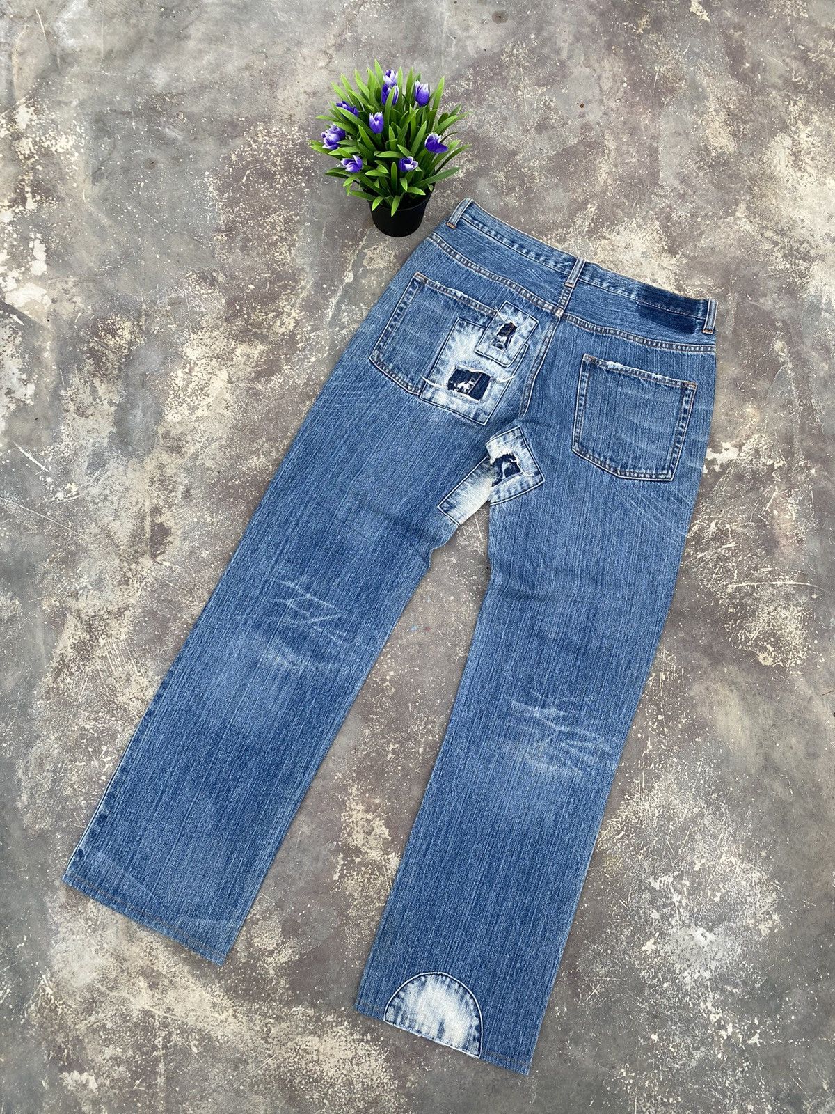Japanese Brand ⚡️Steals⚡️ 2 EROSAIL Patchwork Jeans Size US 31 - 3 Thumbnail