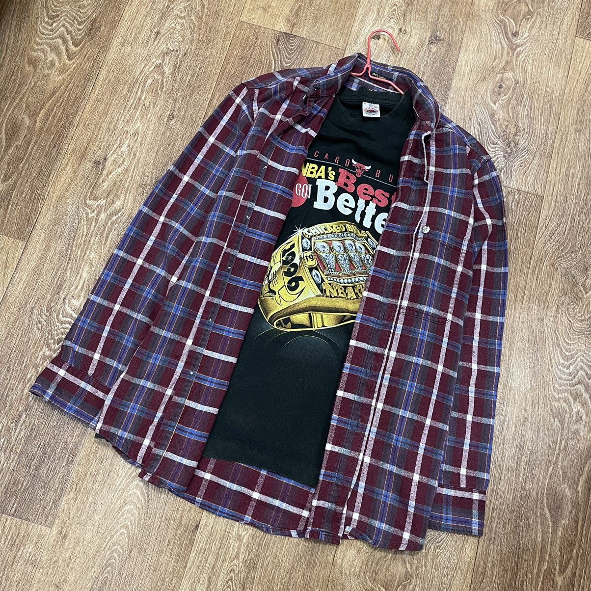 Vintage Vintage 90s Plaid Shirt Graphic Tee Grunge Streetwear Slim M Size US M / EU 48-50 / 2 - 6 Thumbnail