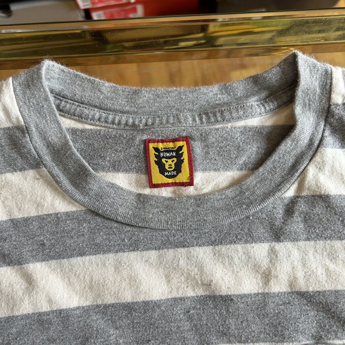 Human Made × Nigo Heather Grey Border Stripe Square Pocket T-Shirt Size US L / EU 52-54 / 3 - 5 Thumbnail