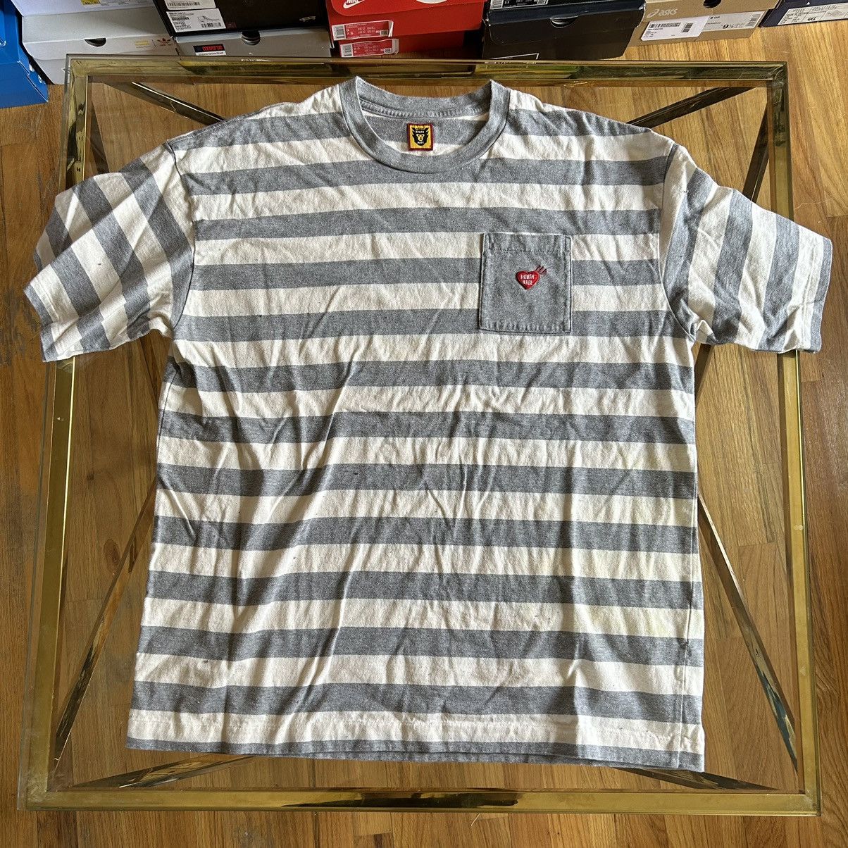 Human Made × Nigo Heather Grey Border Stripe Square Pocket T-Shirt Size US L / EU 52-54 / 3 - 2 Thumbnail