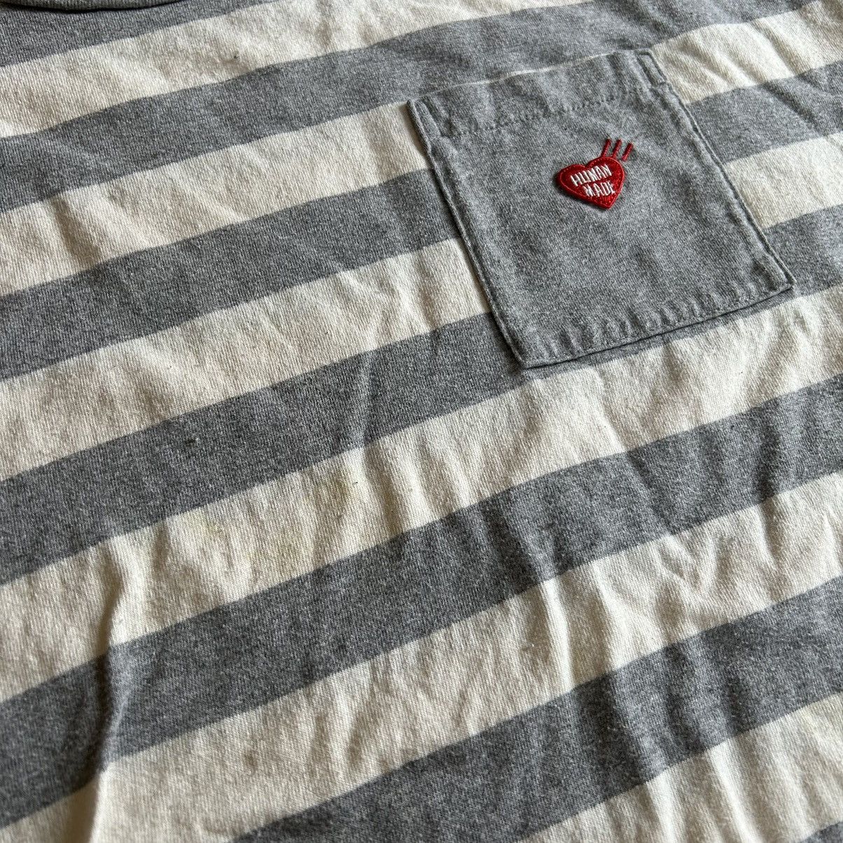 Human Made × Nigo Heather Grey Border Stripe Square Pocket T-Shirt Size US L / EU 52-54 / 3 - 3 Thumbnail