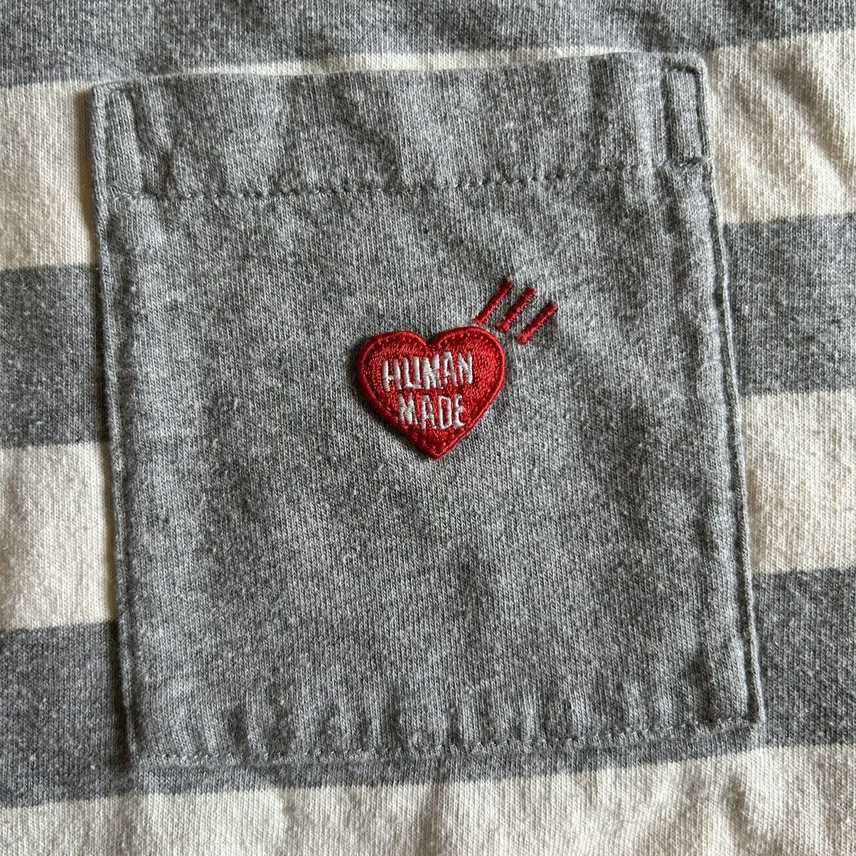 Human Made × Nigo Heather Grey Border Stripe Square Pocket T-Shirt Size US L / EU 52-54 / 3 - 4 Thumbnail