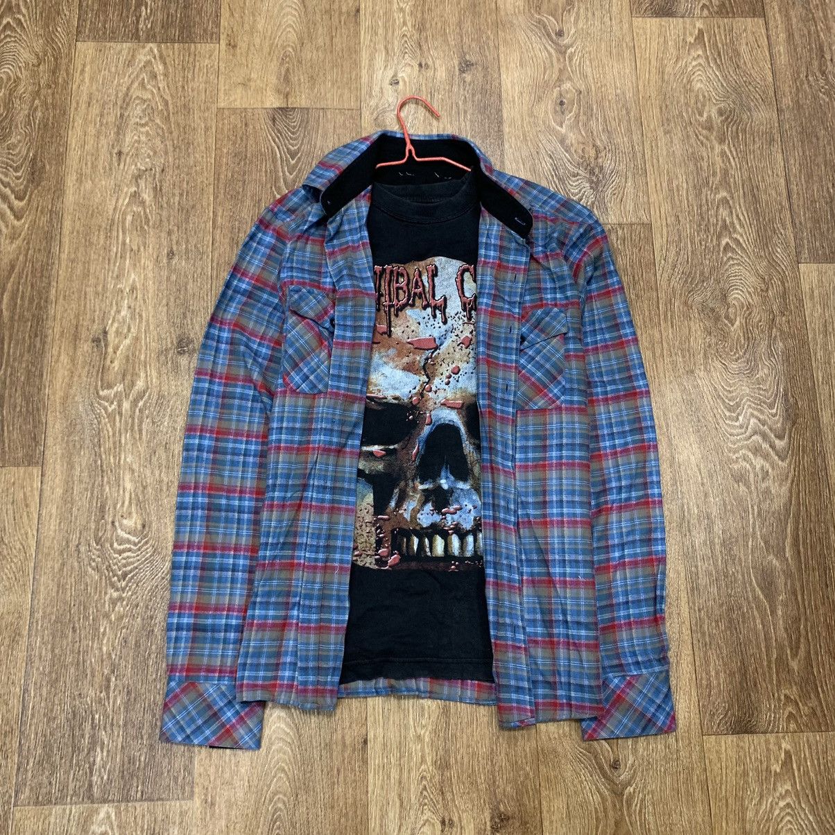 Vintage Vintage 90s Plaid Shirt Skull Graphic Grunge Streetwear L Size US L / EU 52-54 / 3 - 1 Thumbnail