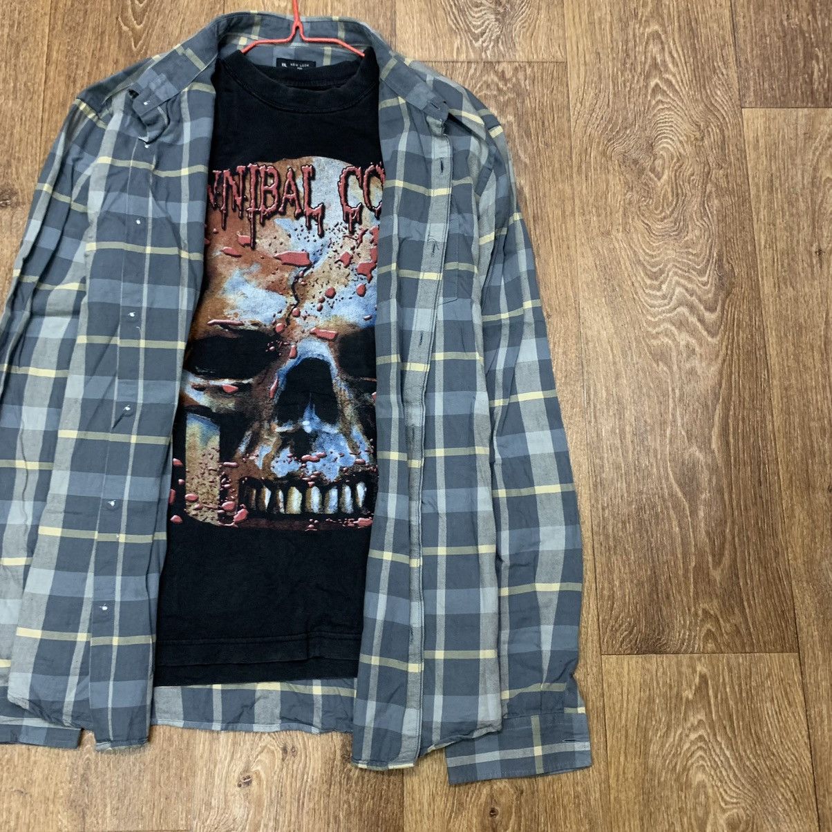 Vintage Vintage 90s Grunge Graphic Tee Flannel Shirt Oversized XXL Size US XXL / EU 58 / 5 - 2 Thumbnail