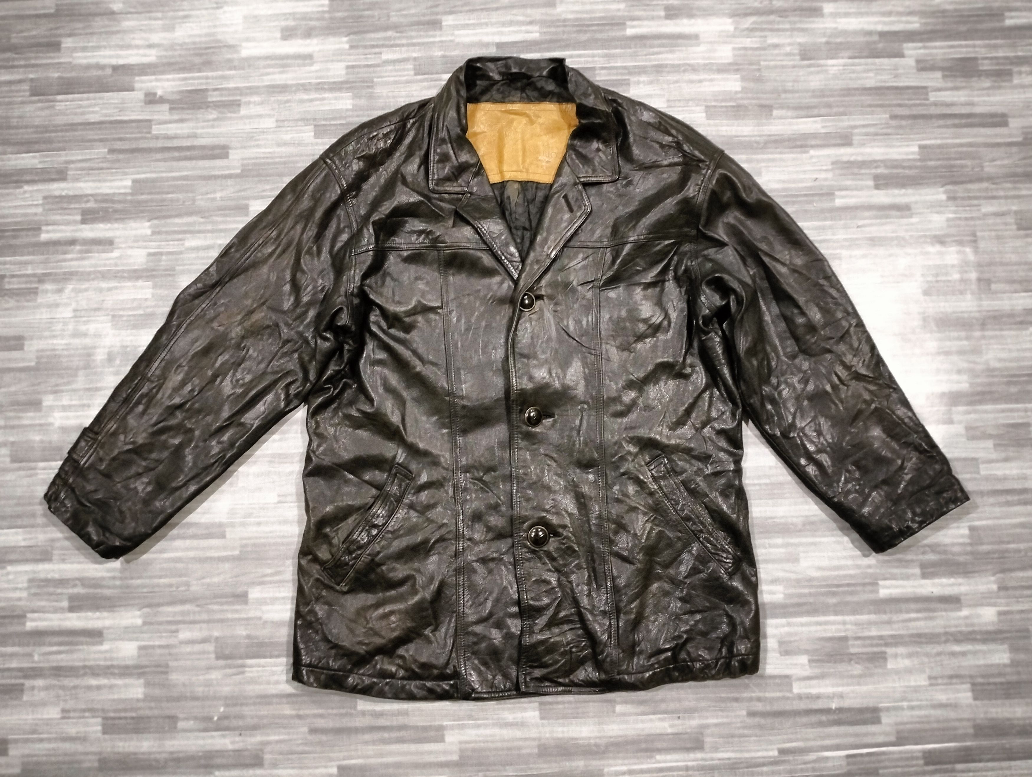 Genuine Leather Vtg Nina Ricci Genuine Leather Button Coat Jacket Distressed Size US M / EU 48-50 / 2 - 1 Thumbnail