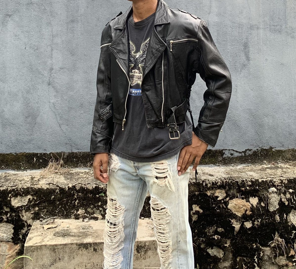 Vintage 👹Vintage Double Collar Crop Top BOY LONDON Leather Jacket Grailed