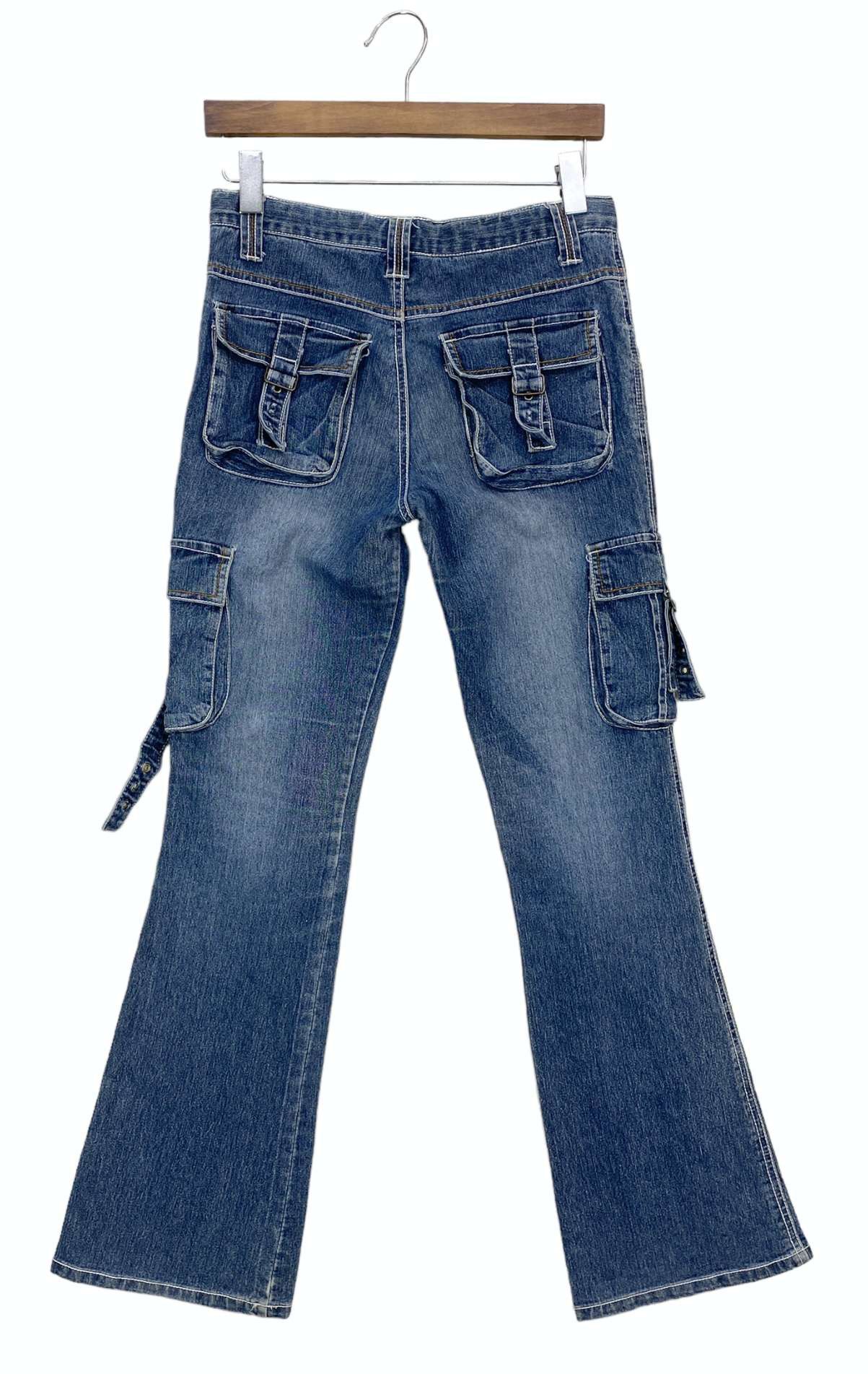 Japanese Brand Flare Jeans Cargo Bootcut Jeans Baker Pocket Pants Size US 28 / EU 44 - 2 Thumbnail